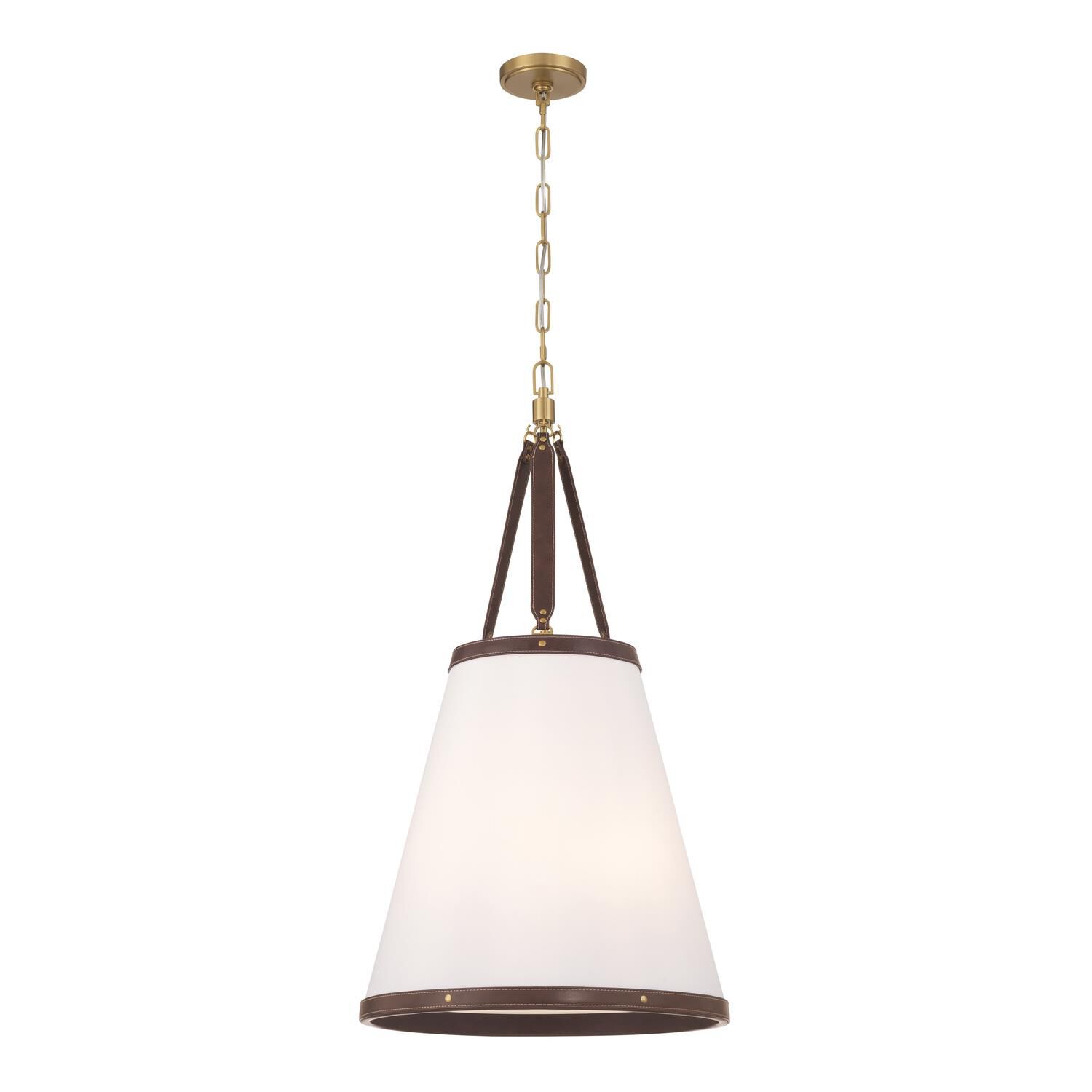 Shown in Luxe Gold finish and Fabric glass and Fabric shade