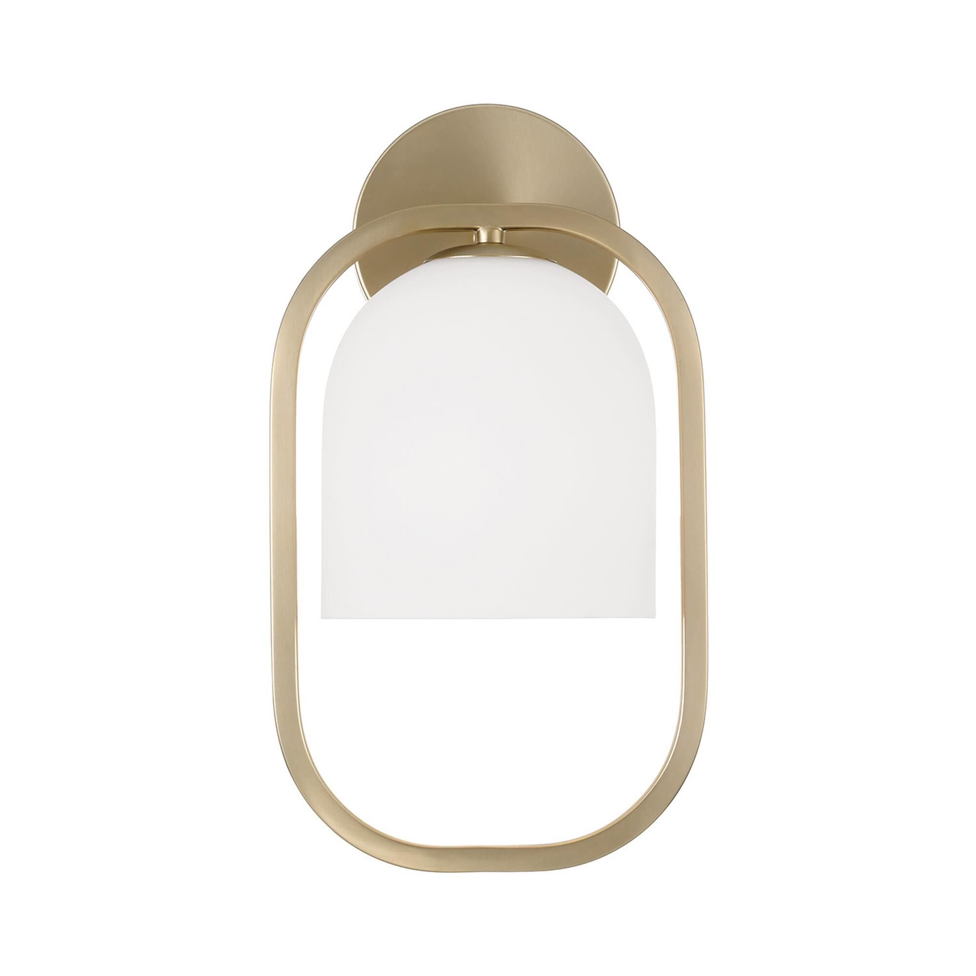 Shown in Matte Brass finish and Soft White glass