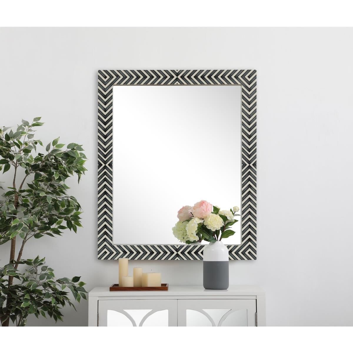Rectangular mirror 36x30 inch in chevron Wall Mirror by Elegant Decor