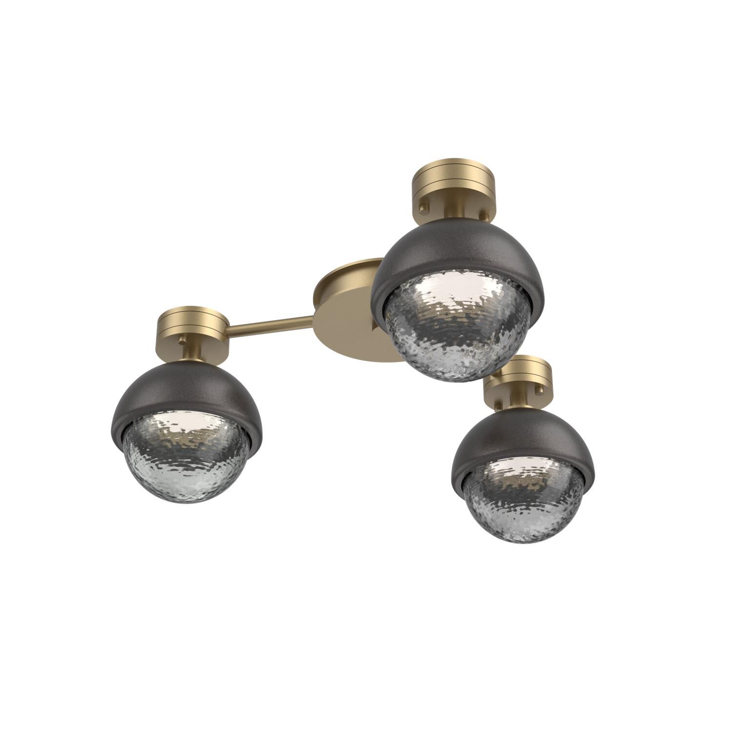 Shown in Gilded Brass finish and Smoke glass and Graphite accent
