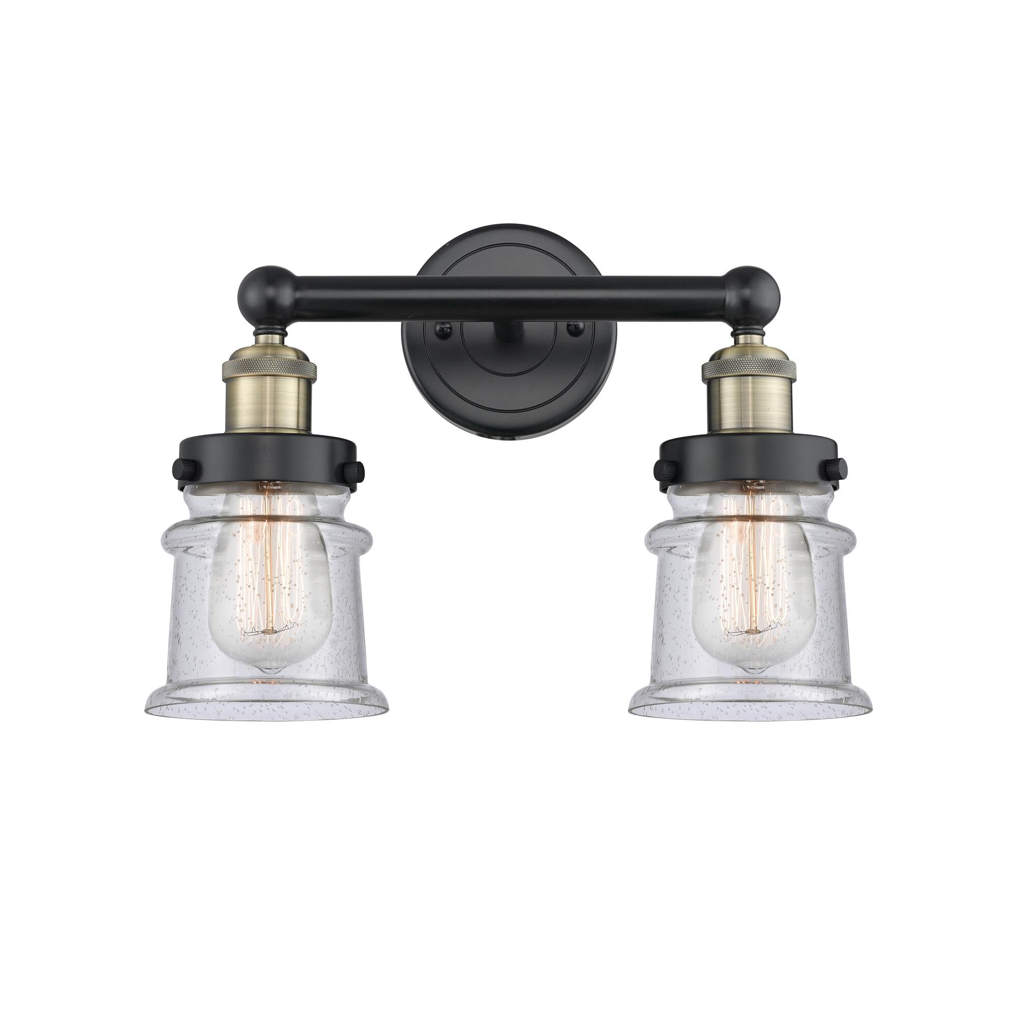 Shown in Black Antique Brass finish and Seedy glass