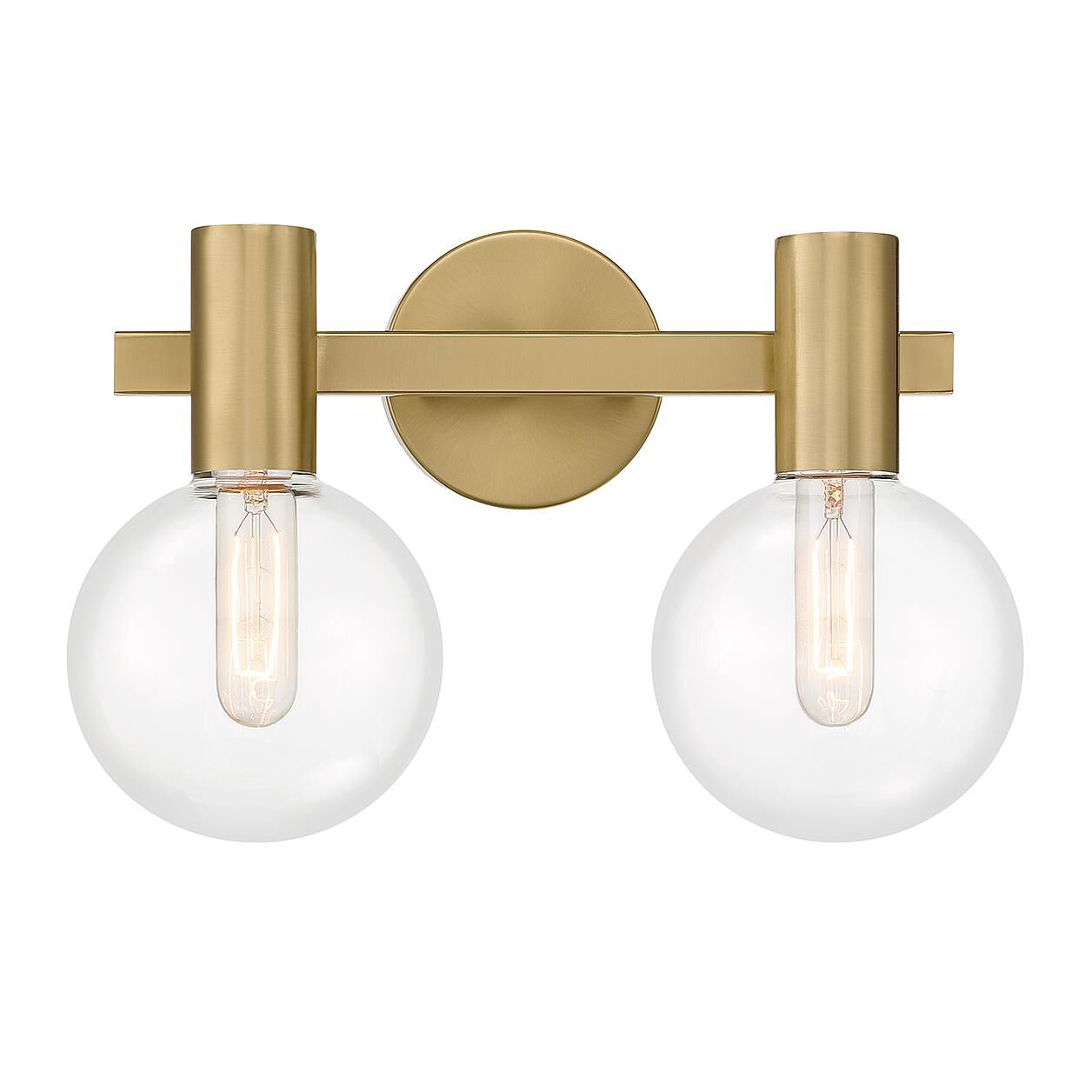 Shown in Warm Brass finish and Clear glass and Glass shade