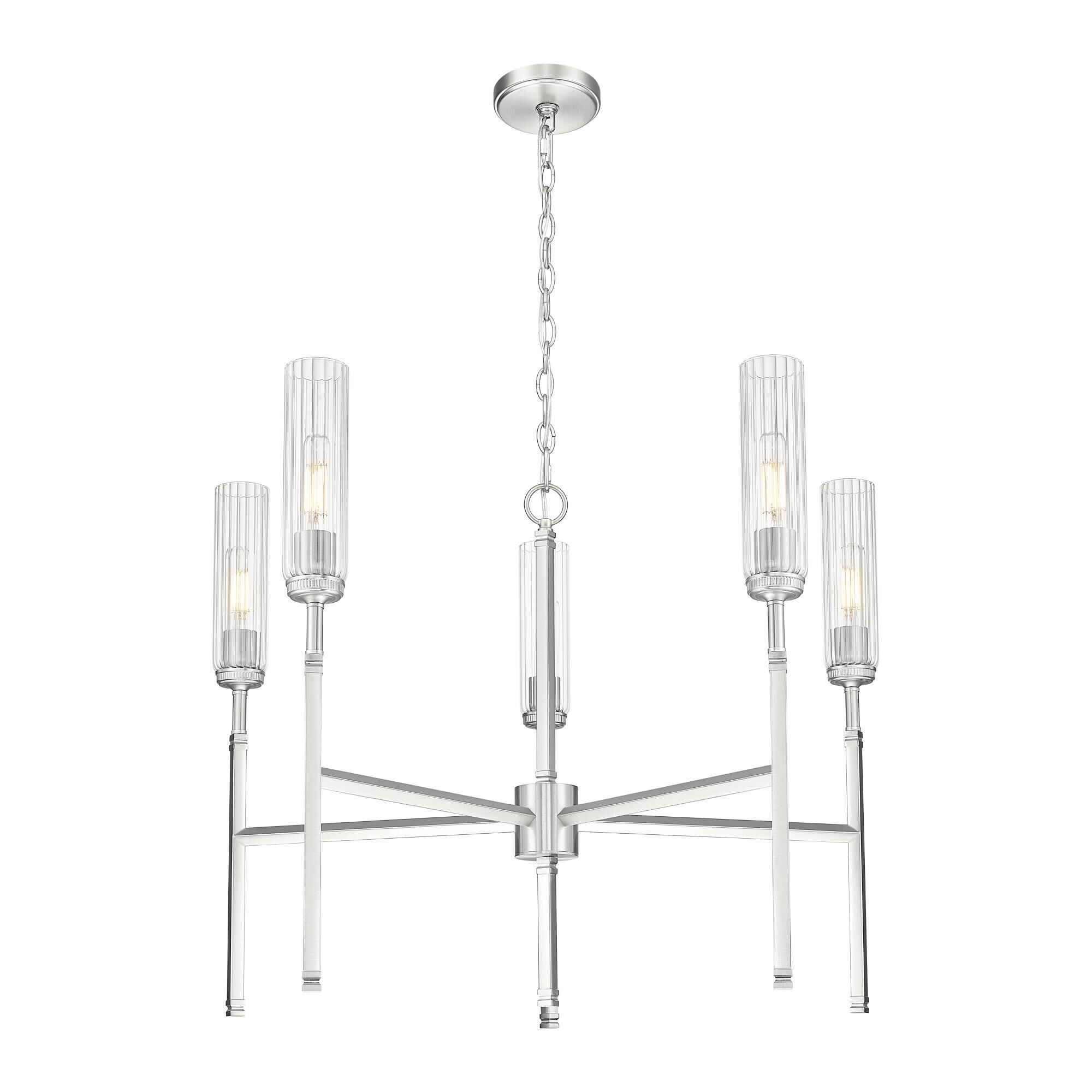 Shown in Brushed Nickel finish and Clear glass