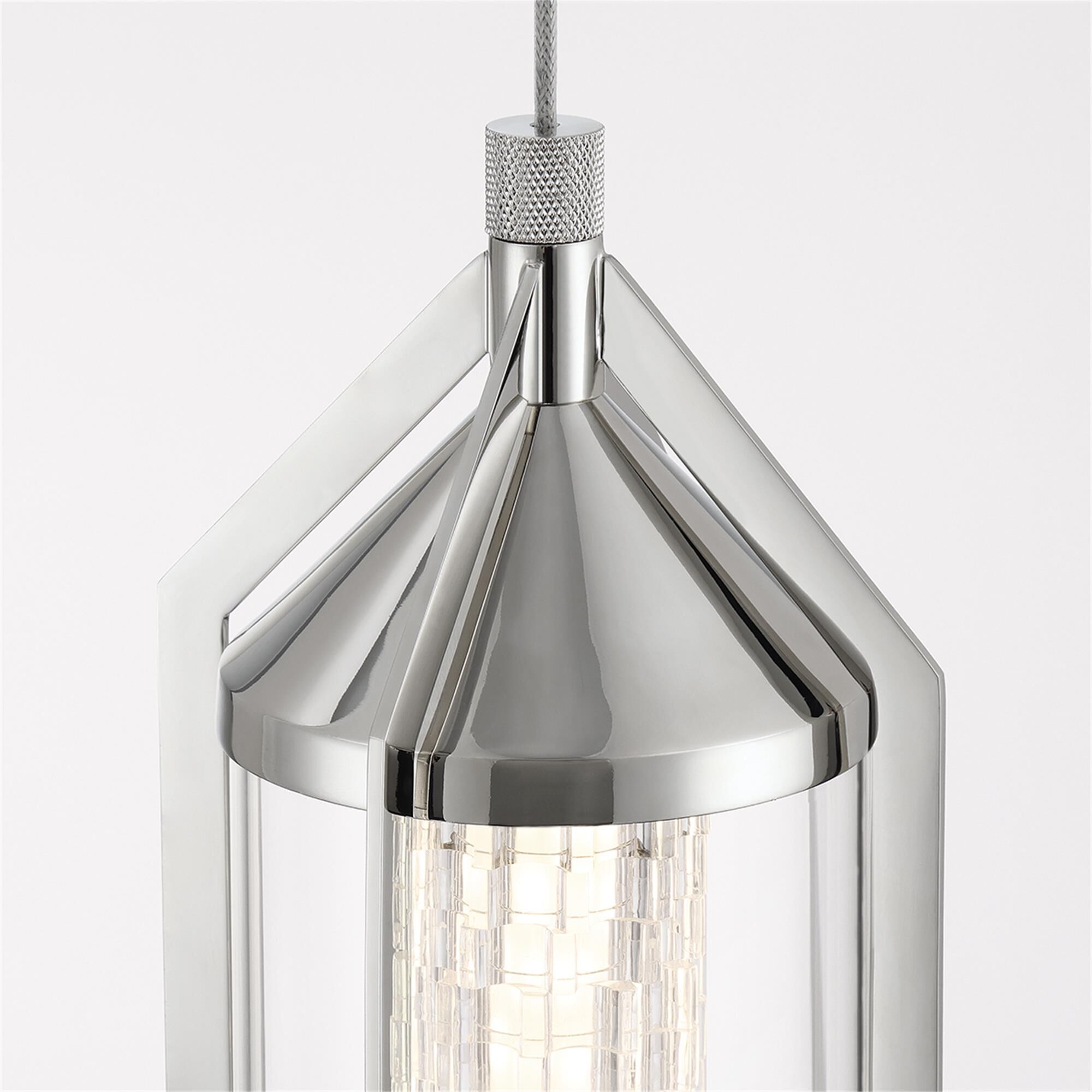 Shown in Polished Nickel finish and Clear glass