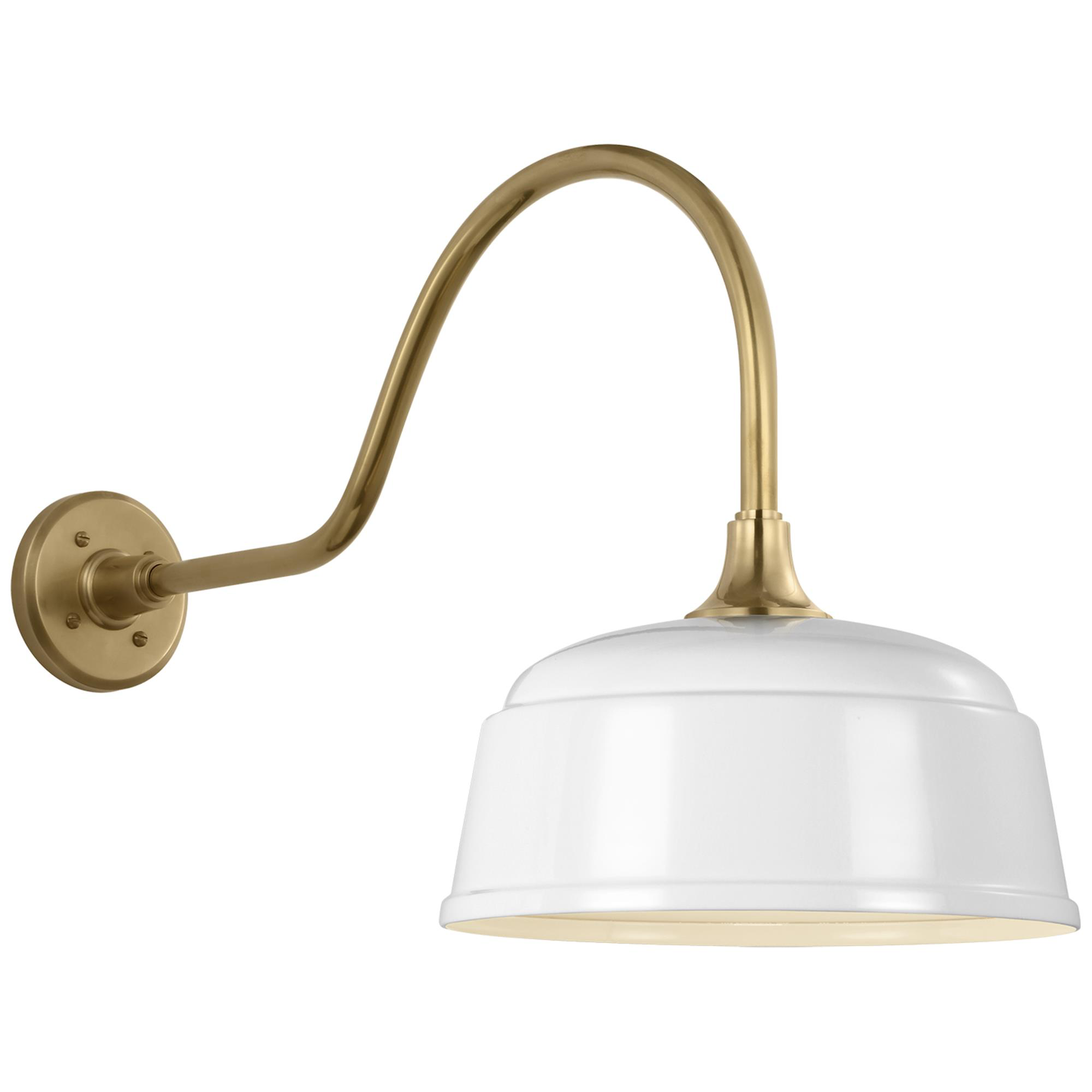 Shown in Hand-Rubbed Antique Brass finish and White Rockhouse shade