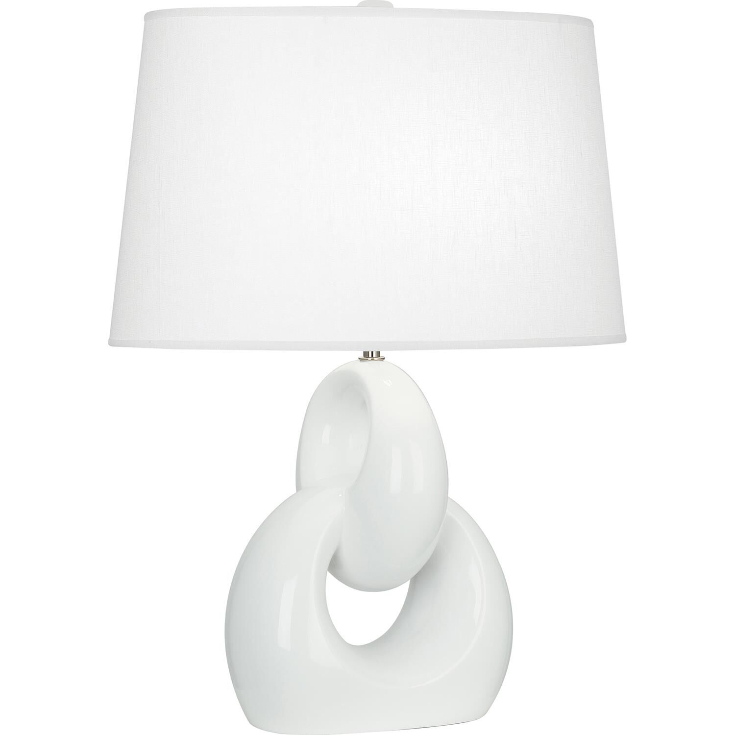 Shown in Lily Glazed Ceramic With Polished Nickel Accents finish and Oval Oyster Linen shade