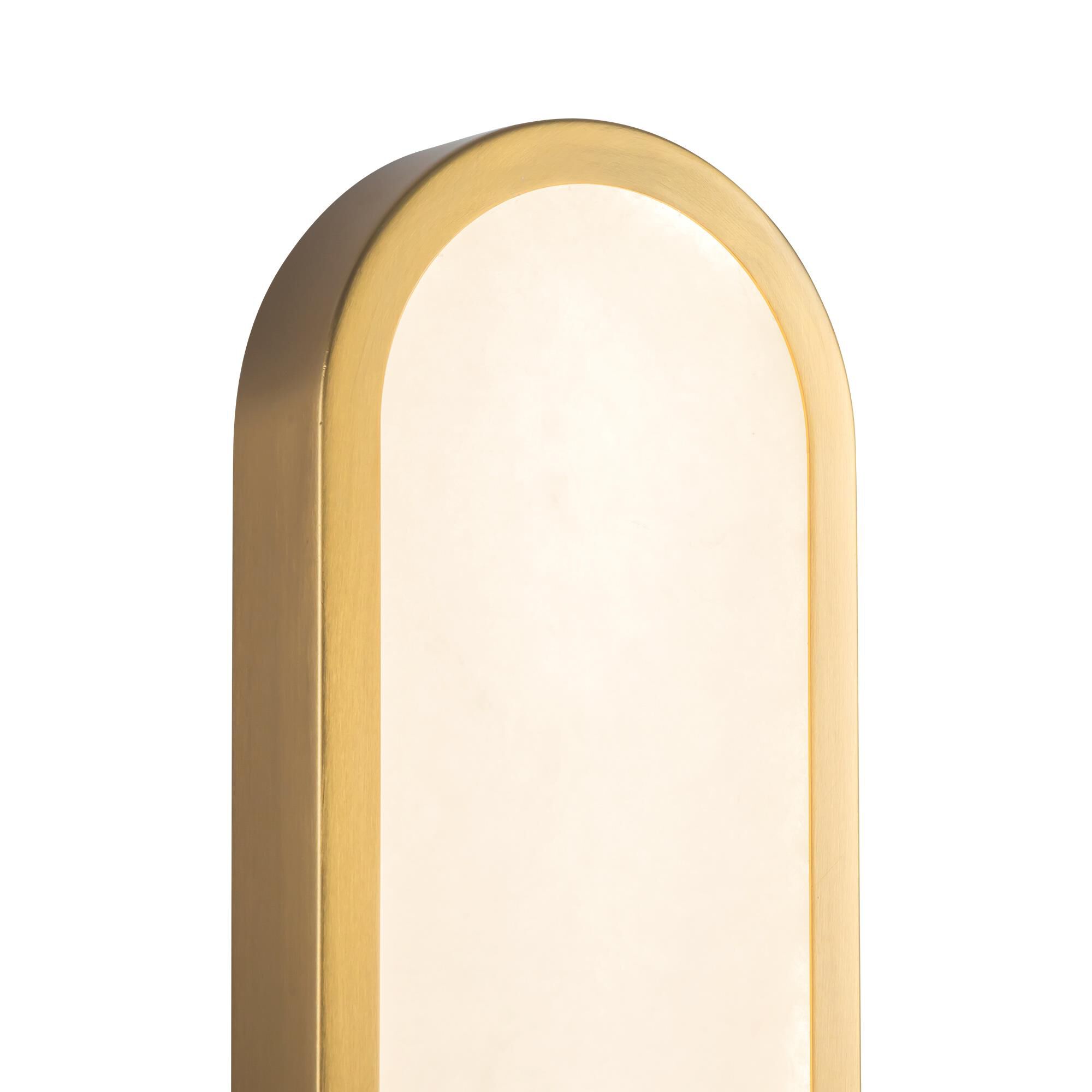 Shown in Brushed Gold finish and Alabaster glass