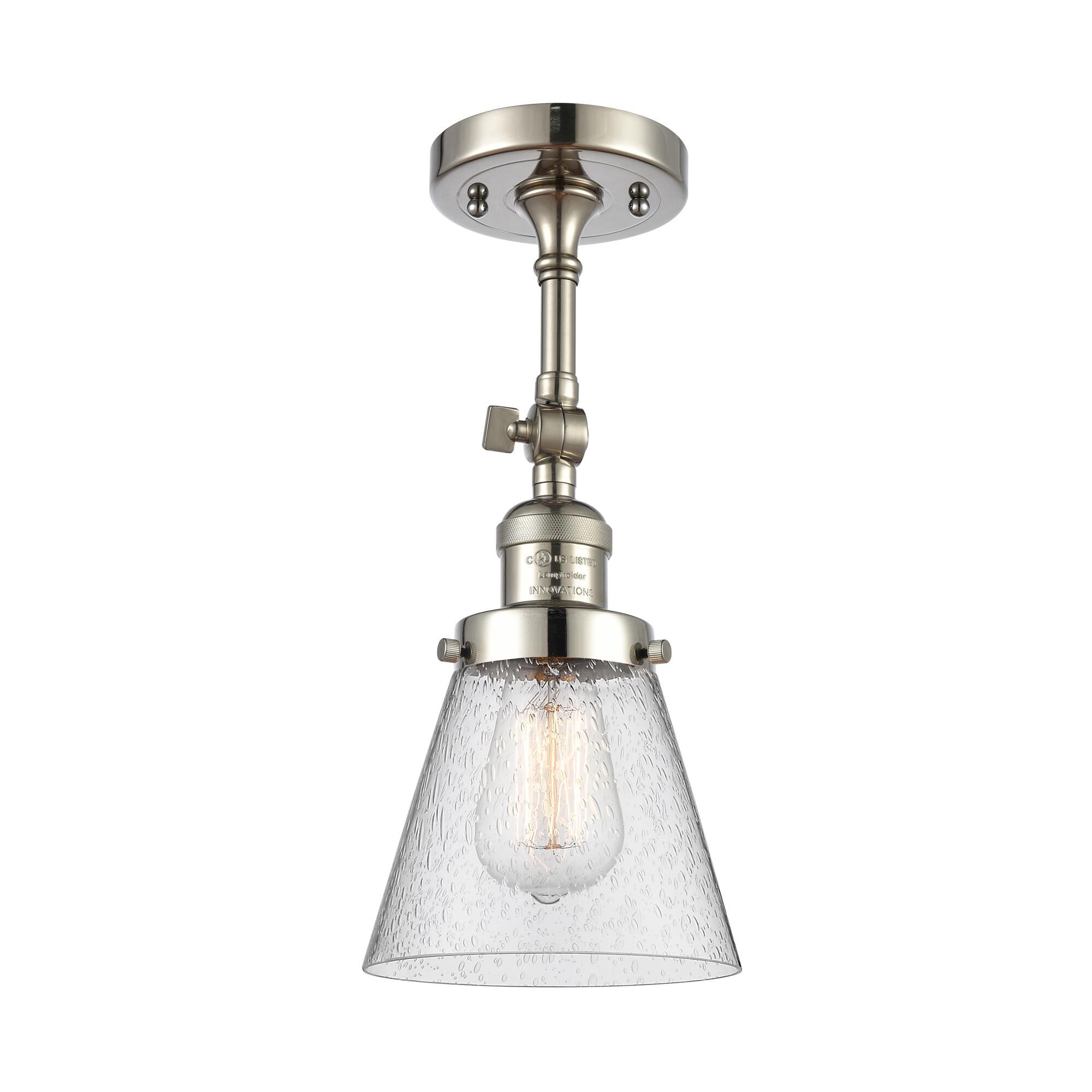 Shown in Polished Nickel finish and Seedy glass and None accent