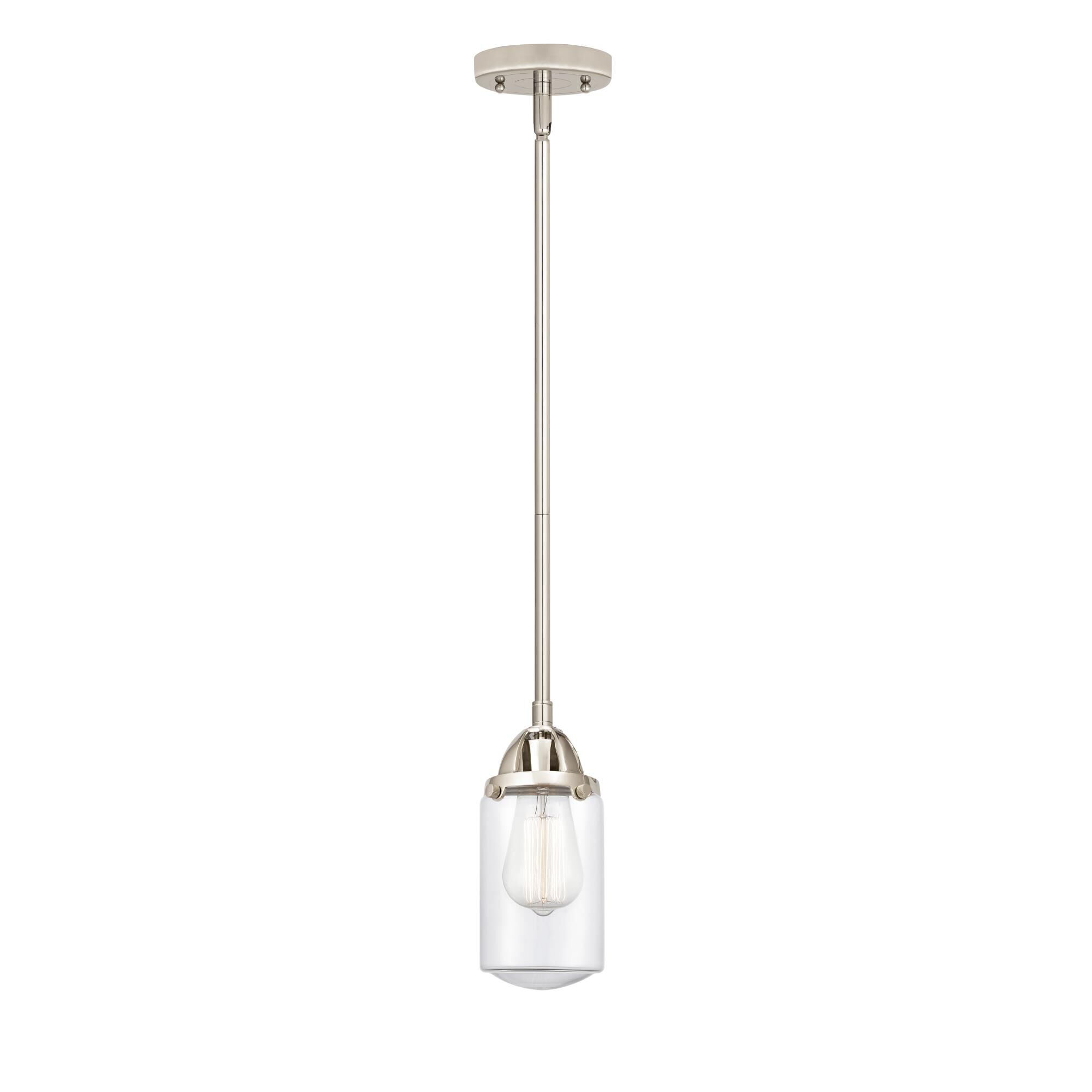 Shown in Polished Nickel finish and Clear Dover glass and No Shade shade