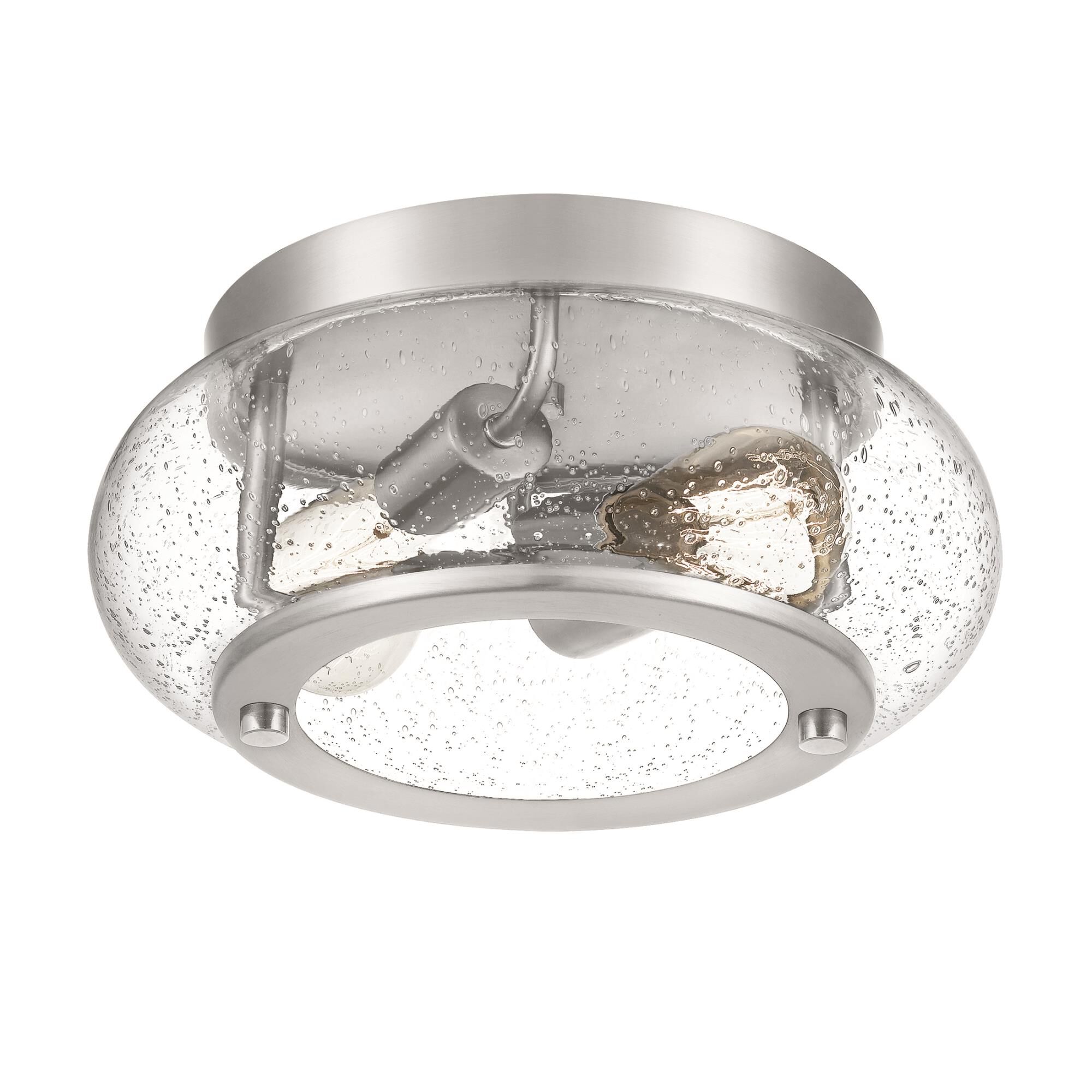 Shown in Brushed Nickel finish and Clear Seedy glass