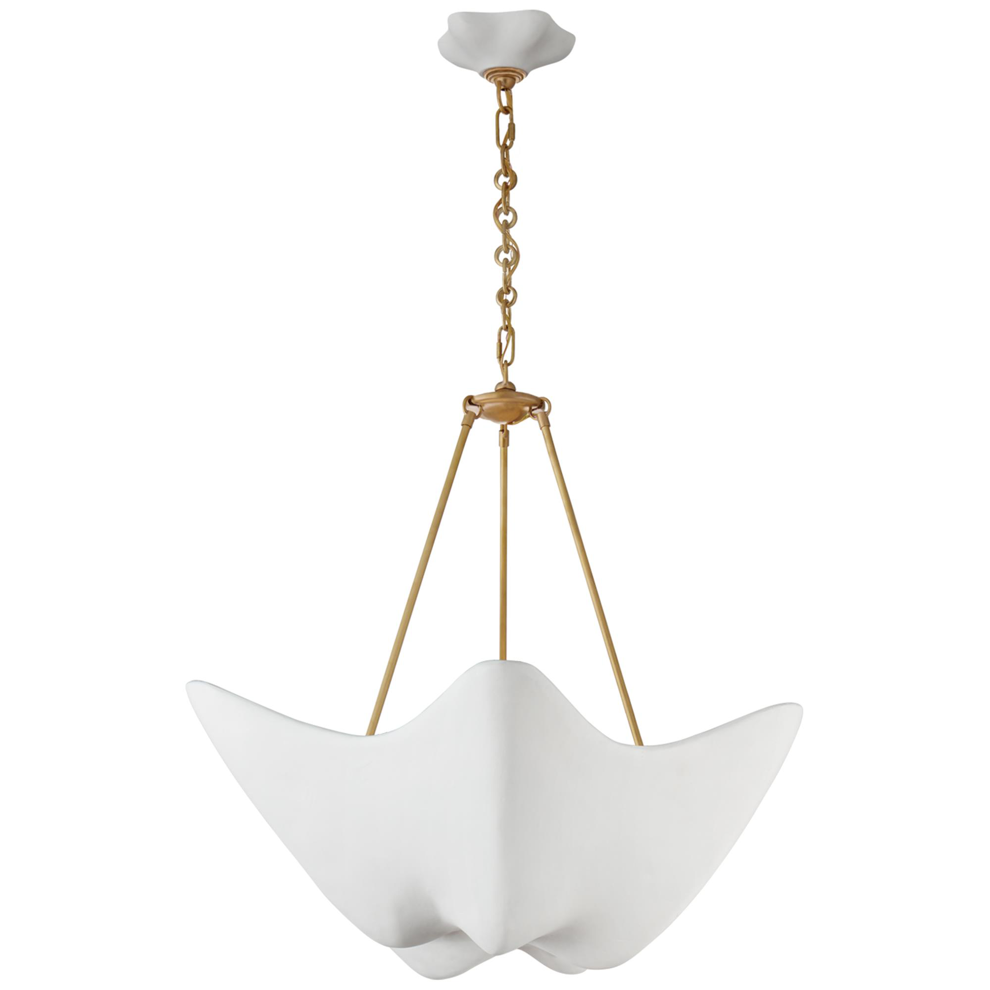 Shown in Hand-Rubbed Antique Brass finish and Plaster White shade