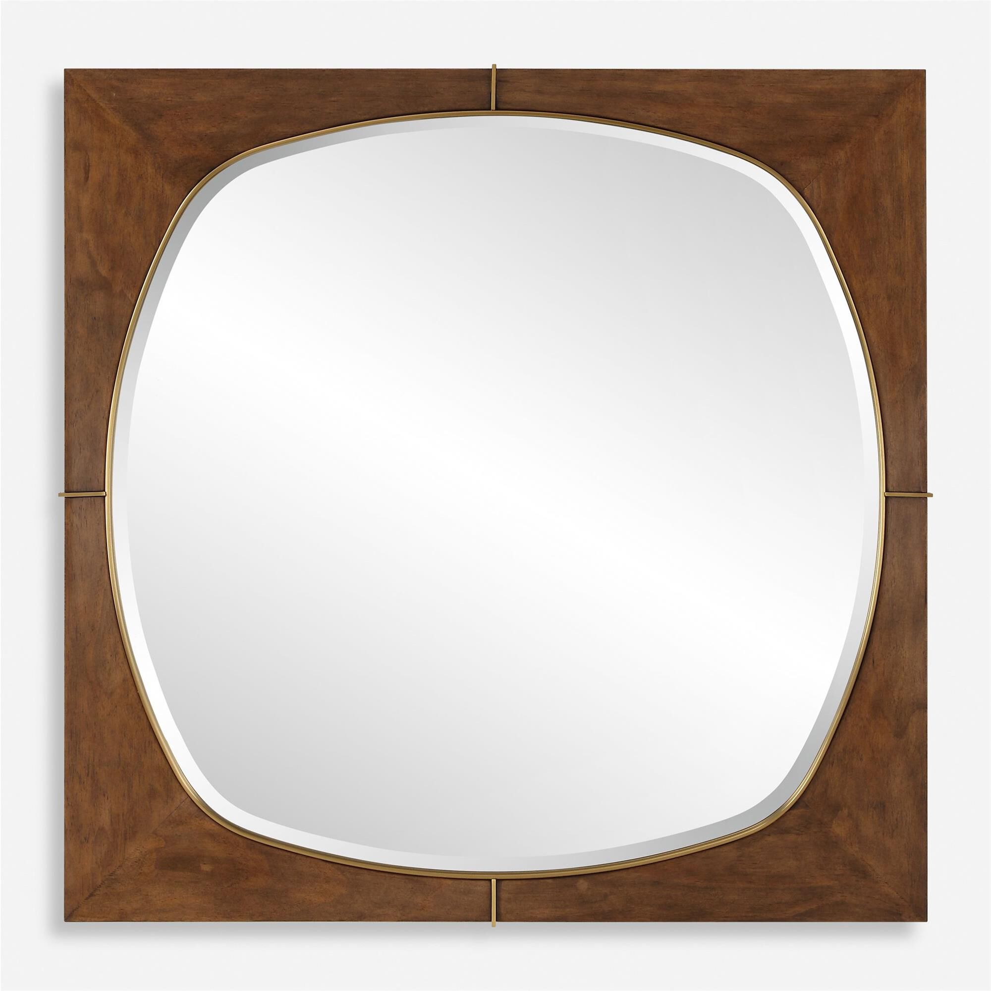 Shown in The Garonne Square Mirror Features A Solid Pine Wood Frame, With An Antiqued Walnut Stain Wash. Its  finish