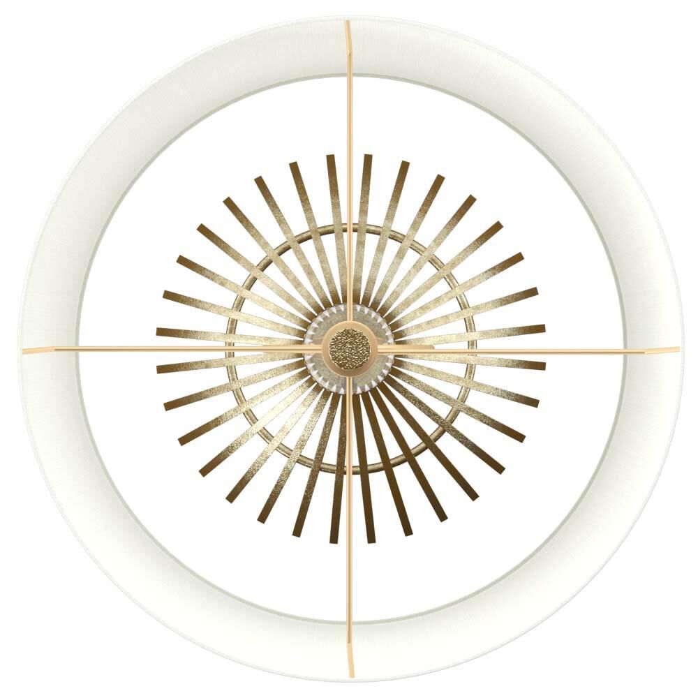 Shown in Vintage Gold finish and White Hardback Fabric shade
