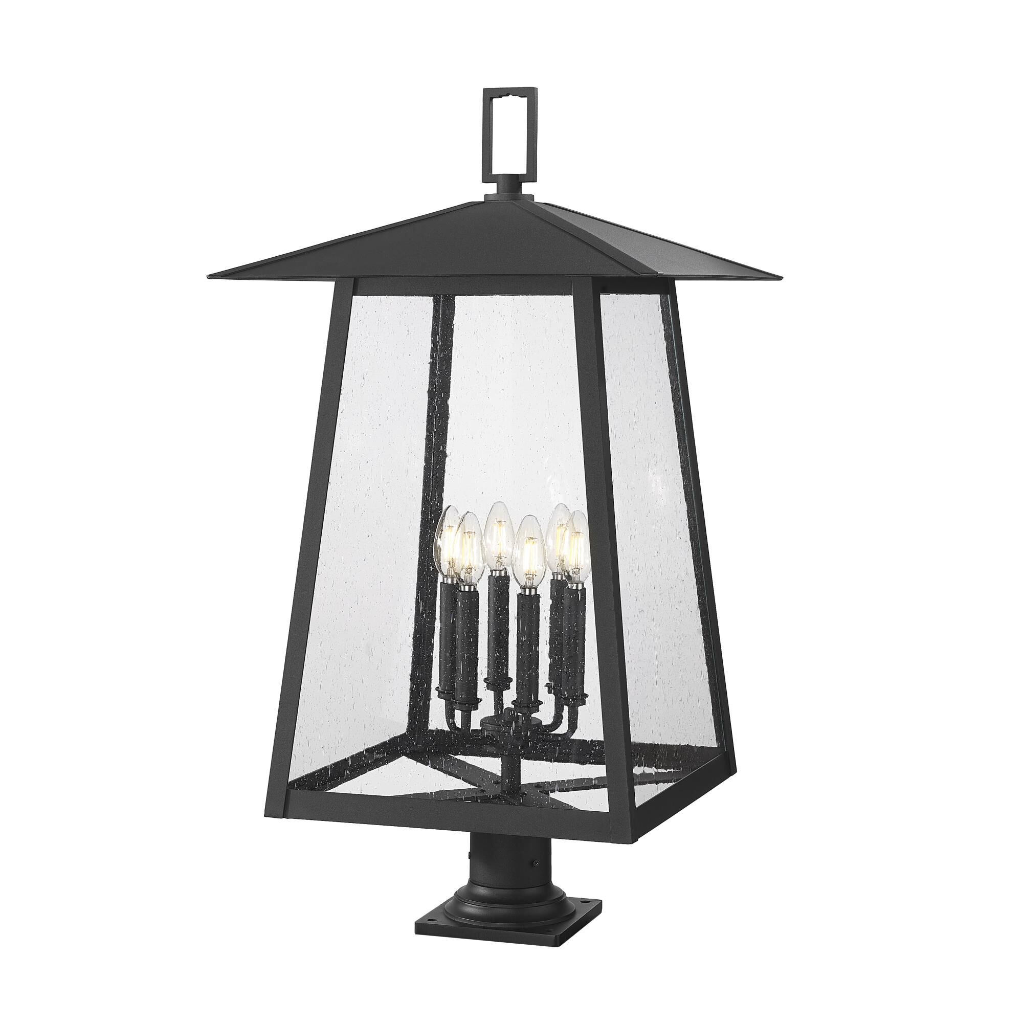 Shown in Black finish and Clear Seedy glass and Clear Seedy shade