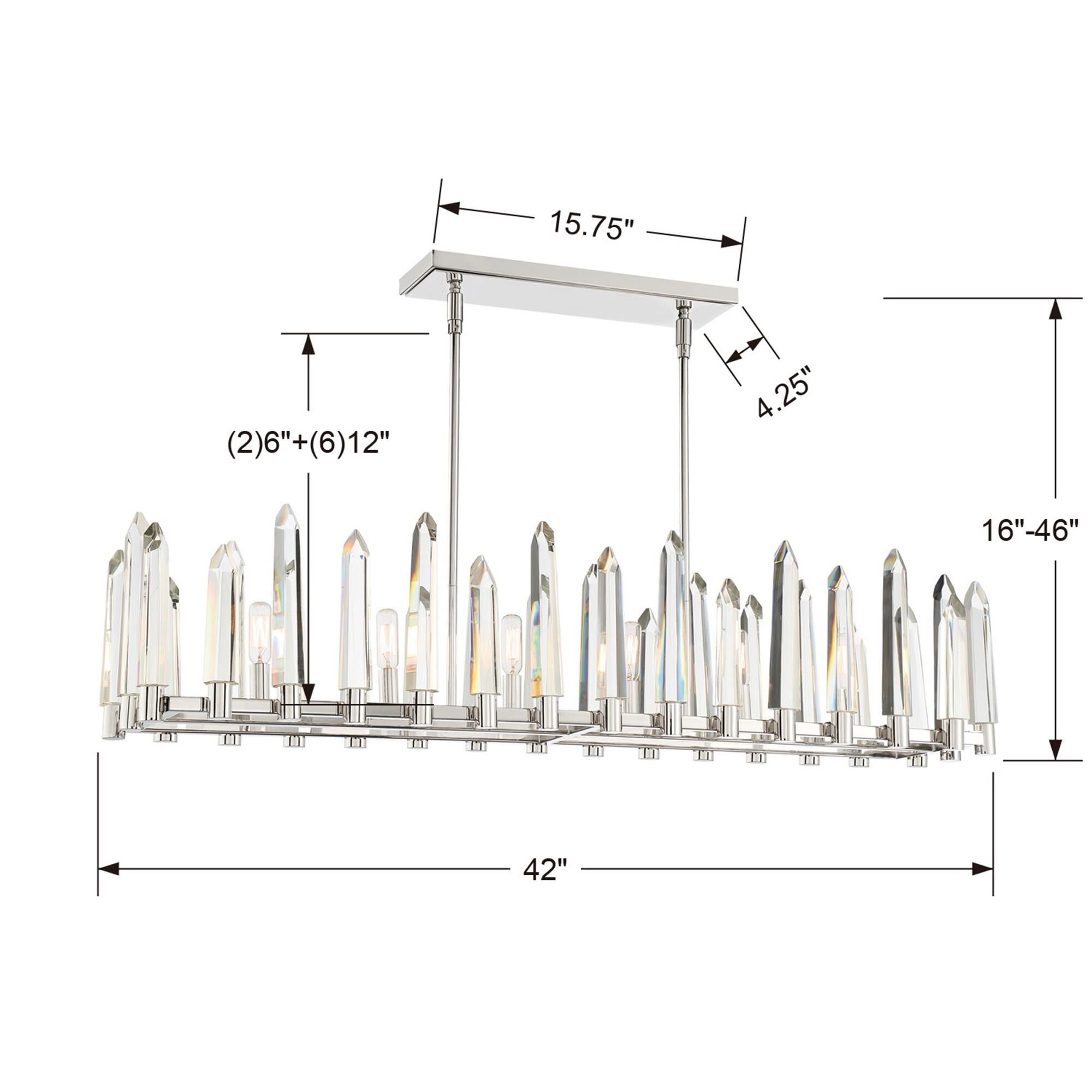 Shown in Polished Nickel finish and Clear Glass crystal
