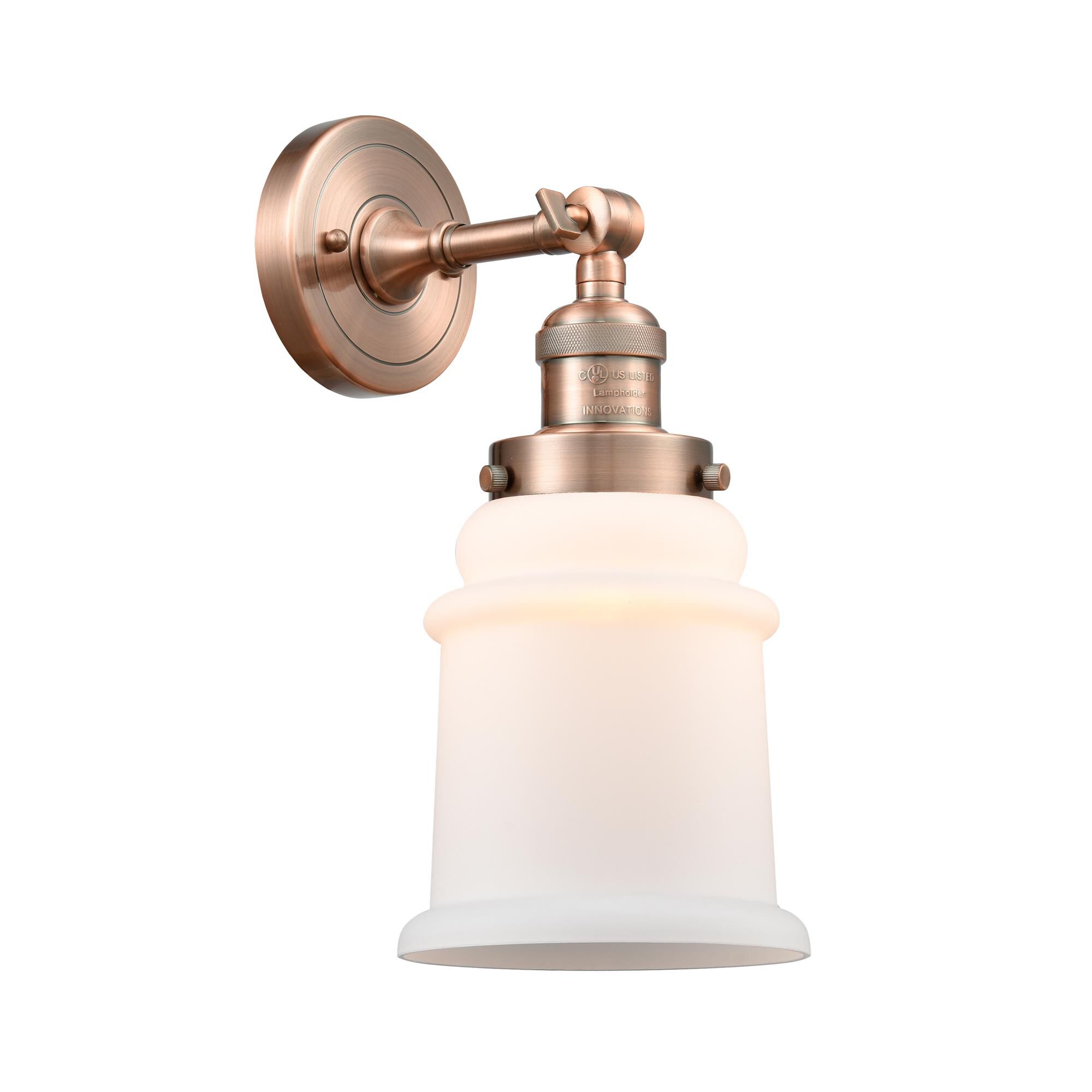 Shown in Antique Copper finish and Matte White - Bell glass
