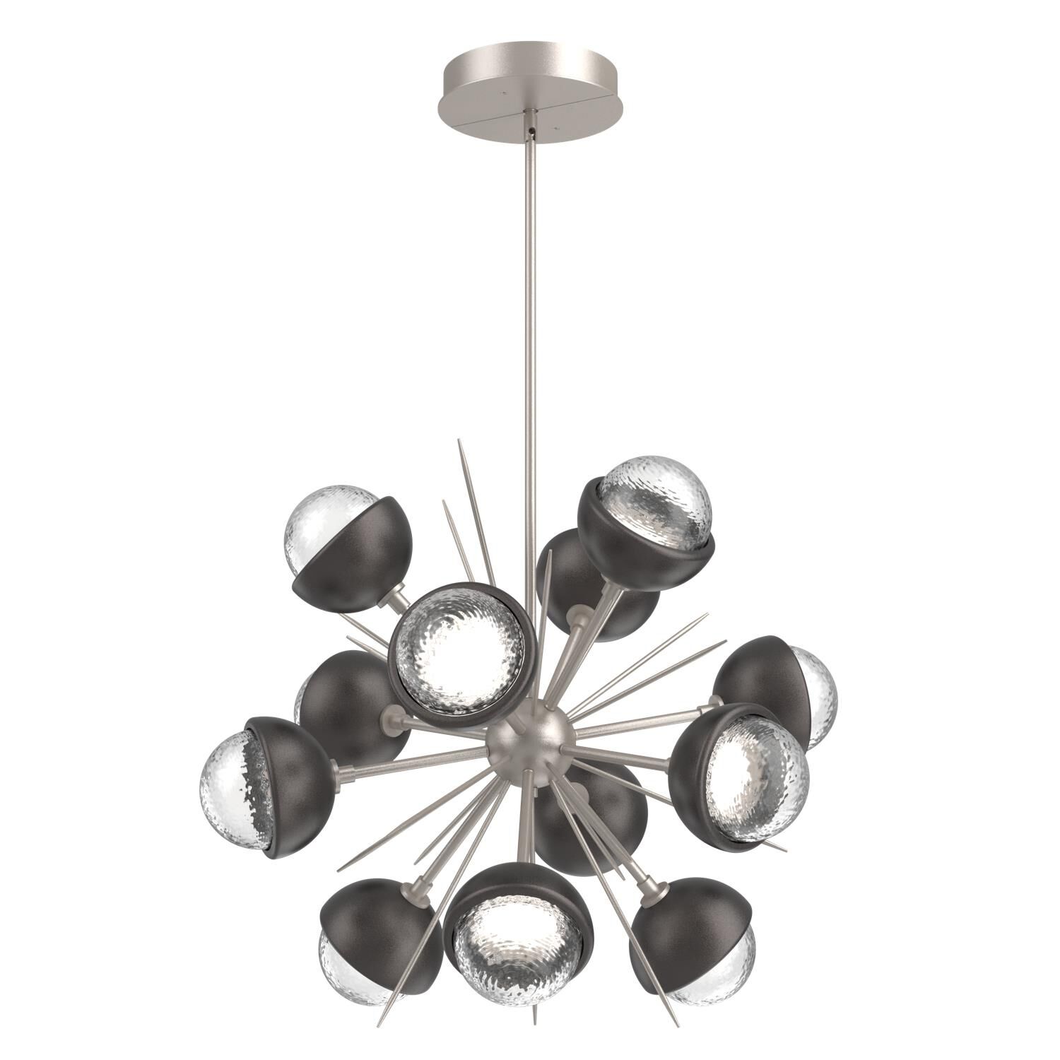 Shown in Beige Silver finish and Clear glass and Graphite accent