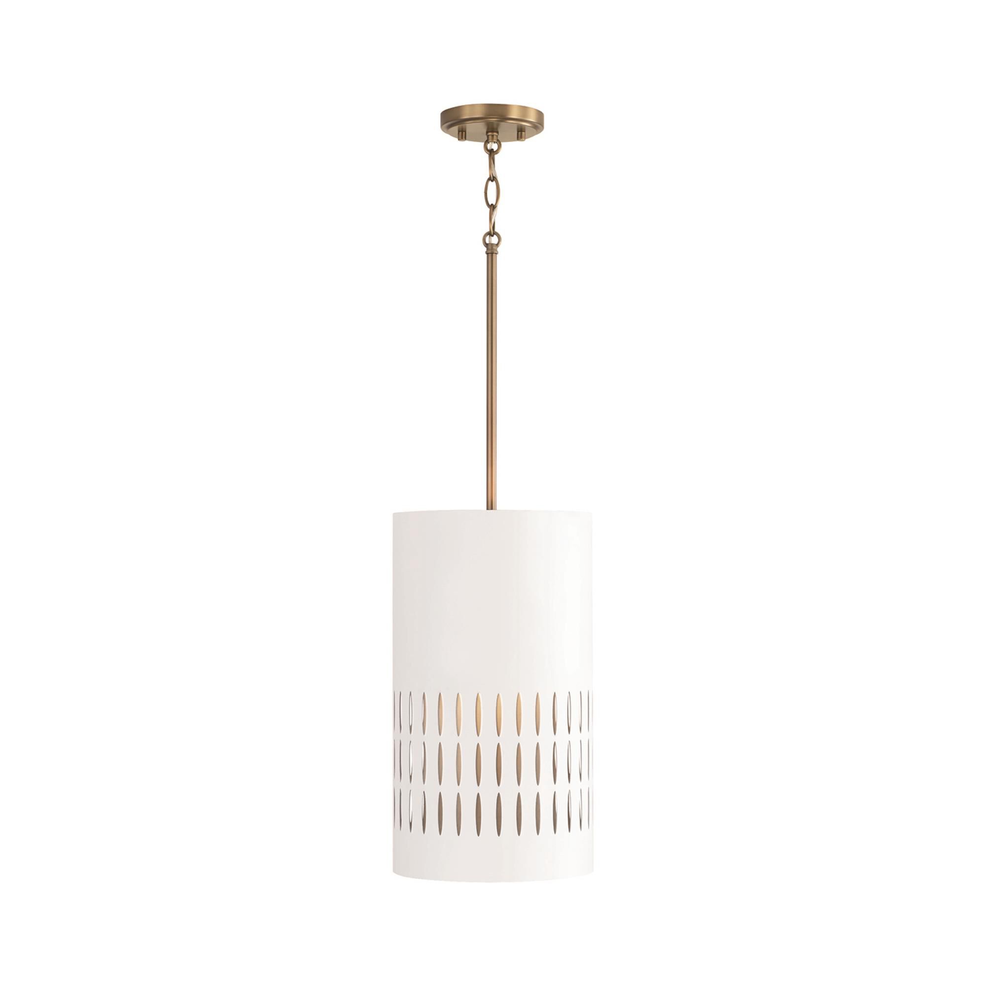 Shown in Aged Brass and White finish and White Metal  with Painted Aged Brass Interior shade