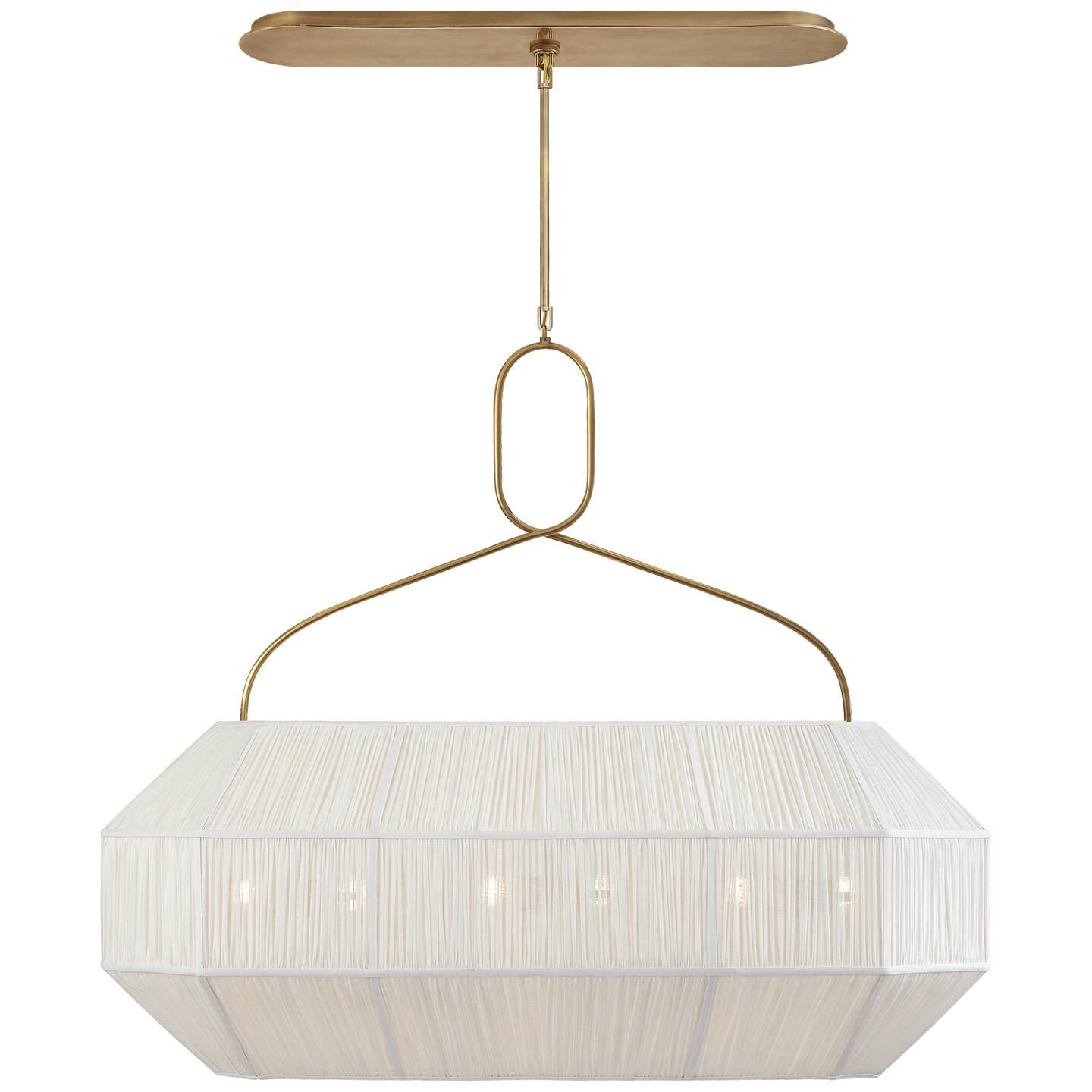 Shown in Antique-Burnished Brass finish and Rectangular Linen shade