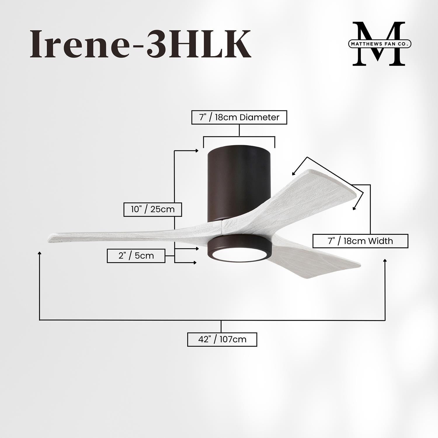 Irene 42 Inch Flush Mount Fan with Light Kit by Matthews Fan Company