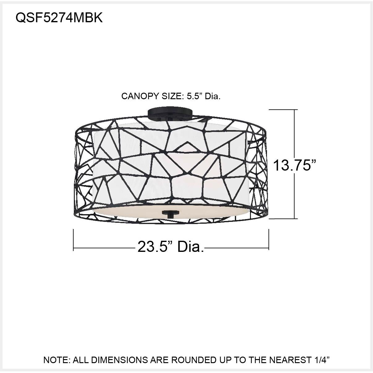 Newcastle 23 Inch 4 Light Semi Flush Mount by Quoizel