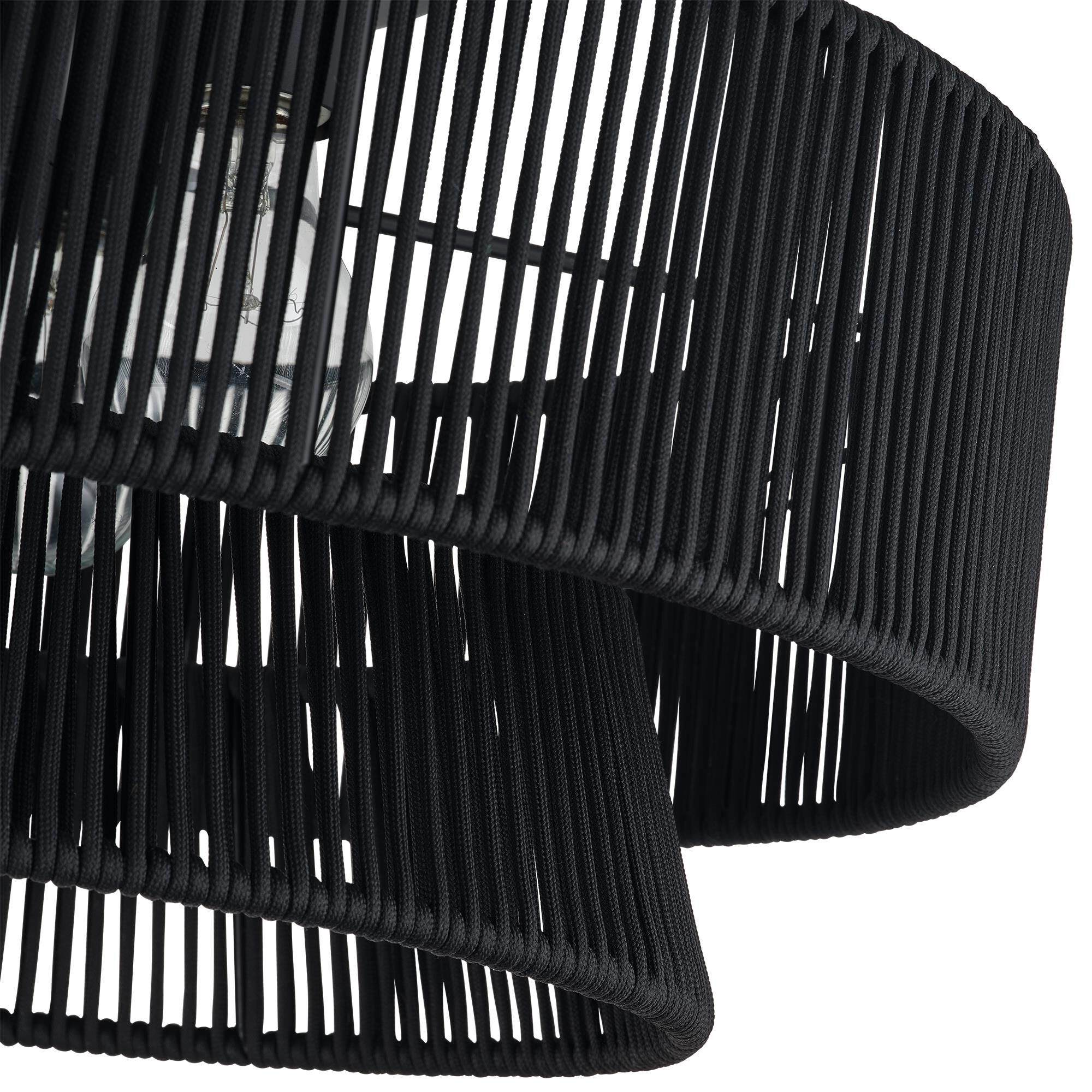 Shown in Black finish and Hand-Woven Parisian Night Color Polyester Rope shade