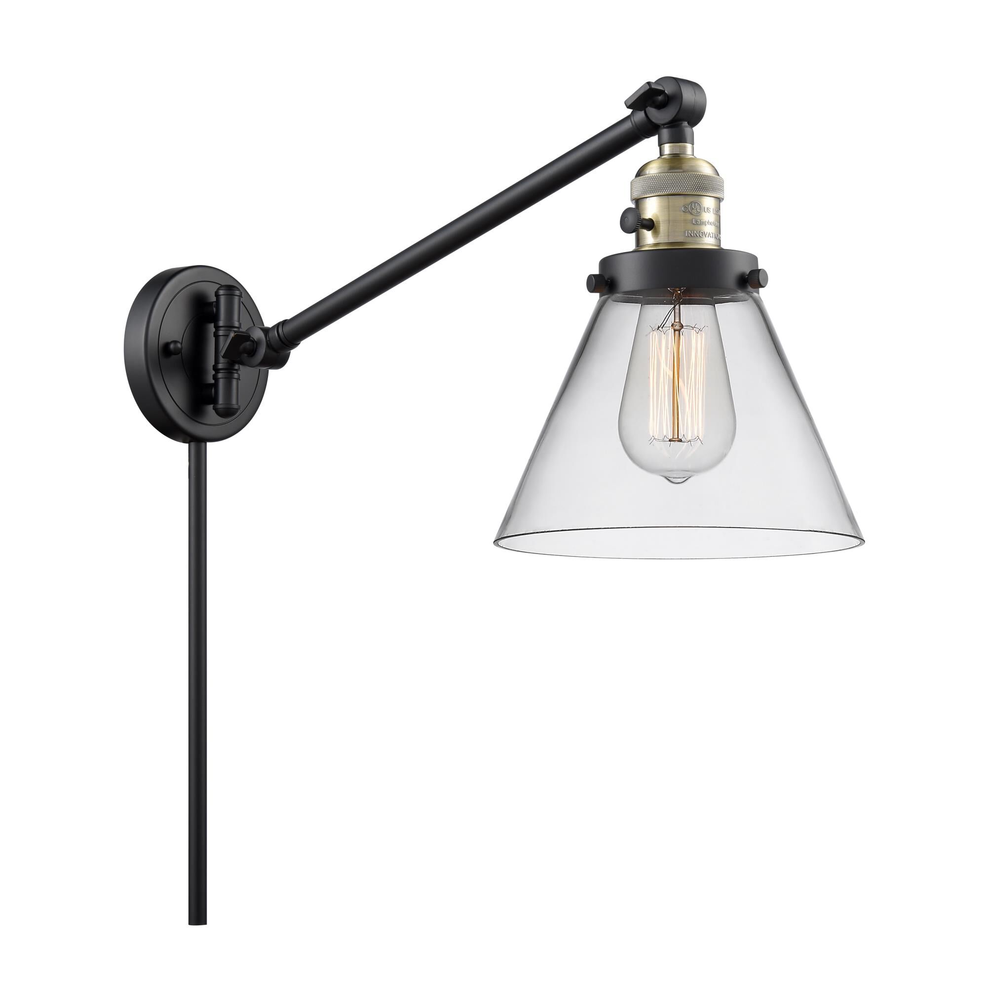 Bruno Marashlian Large Cone Wall Swing Lamp by Innovations Lighting