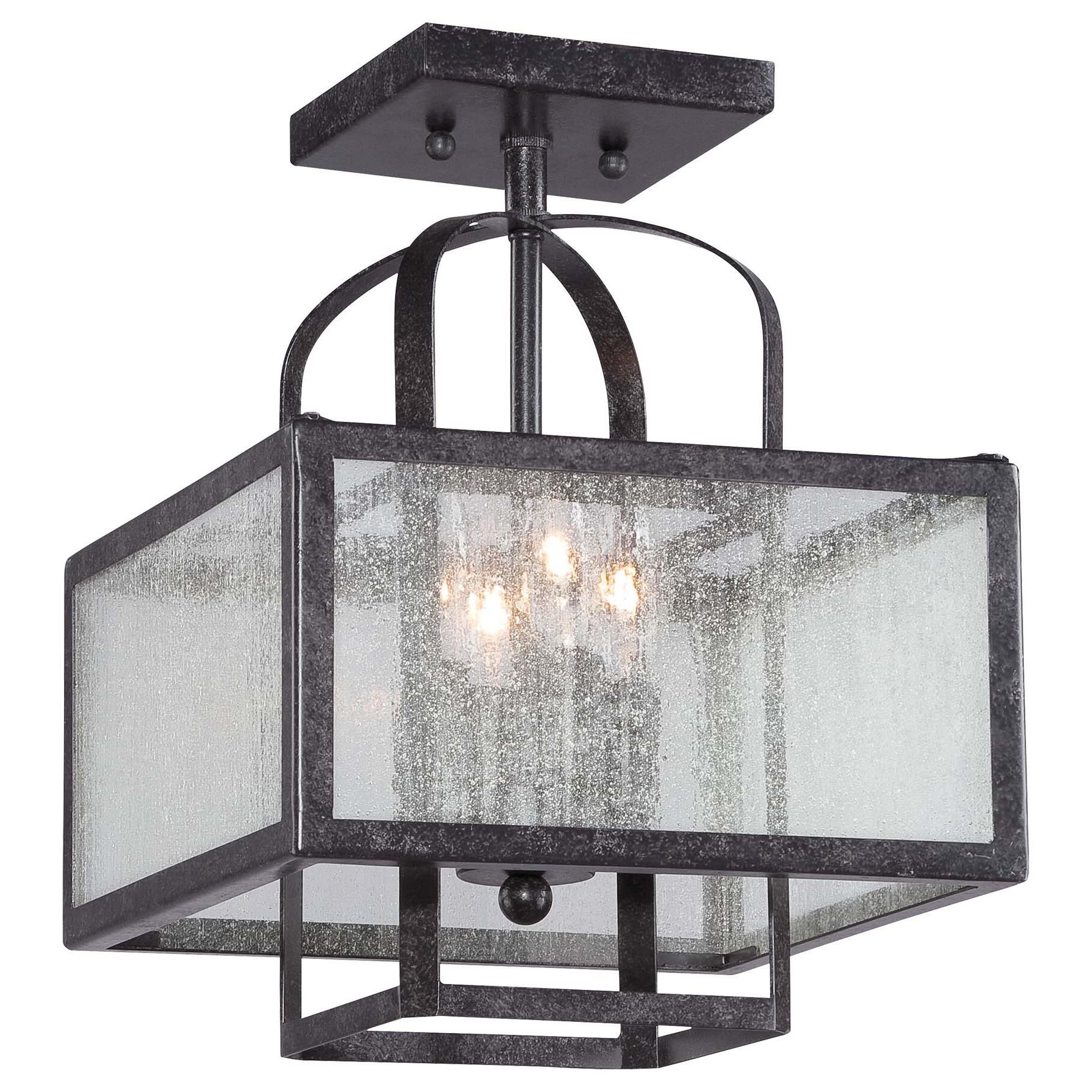 Shown in Aged Charcoal finish and Clear Seeded glass 
