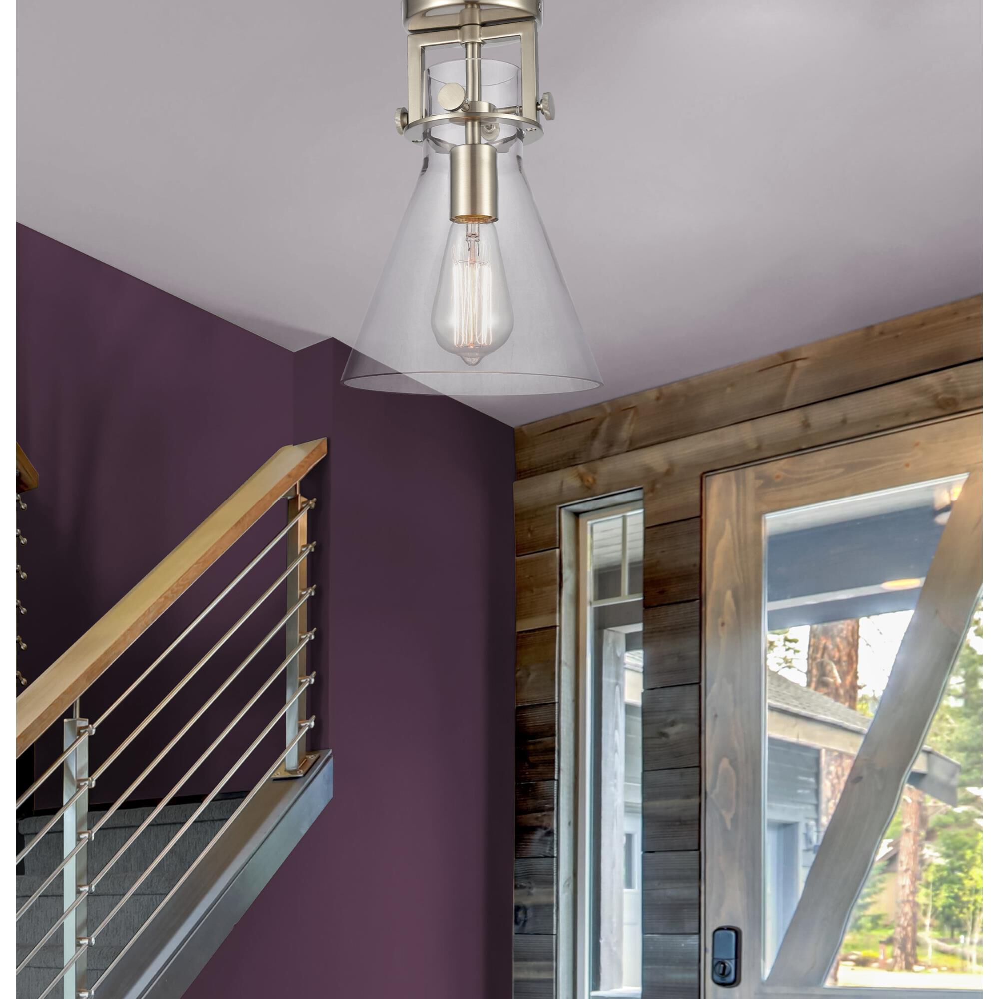 Shown in Brushed Satin Nickel finish and Bulb Tint: Amber accent