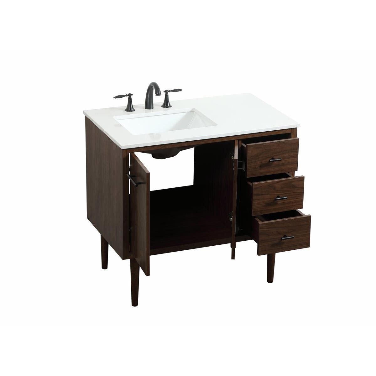 Shown in Walnut finish and No Backsplash accent