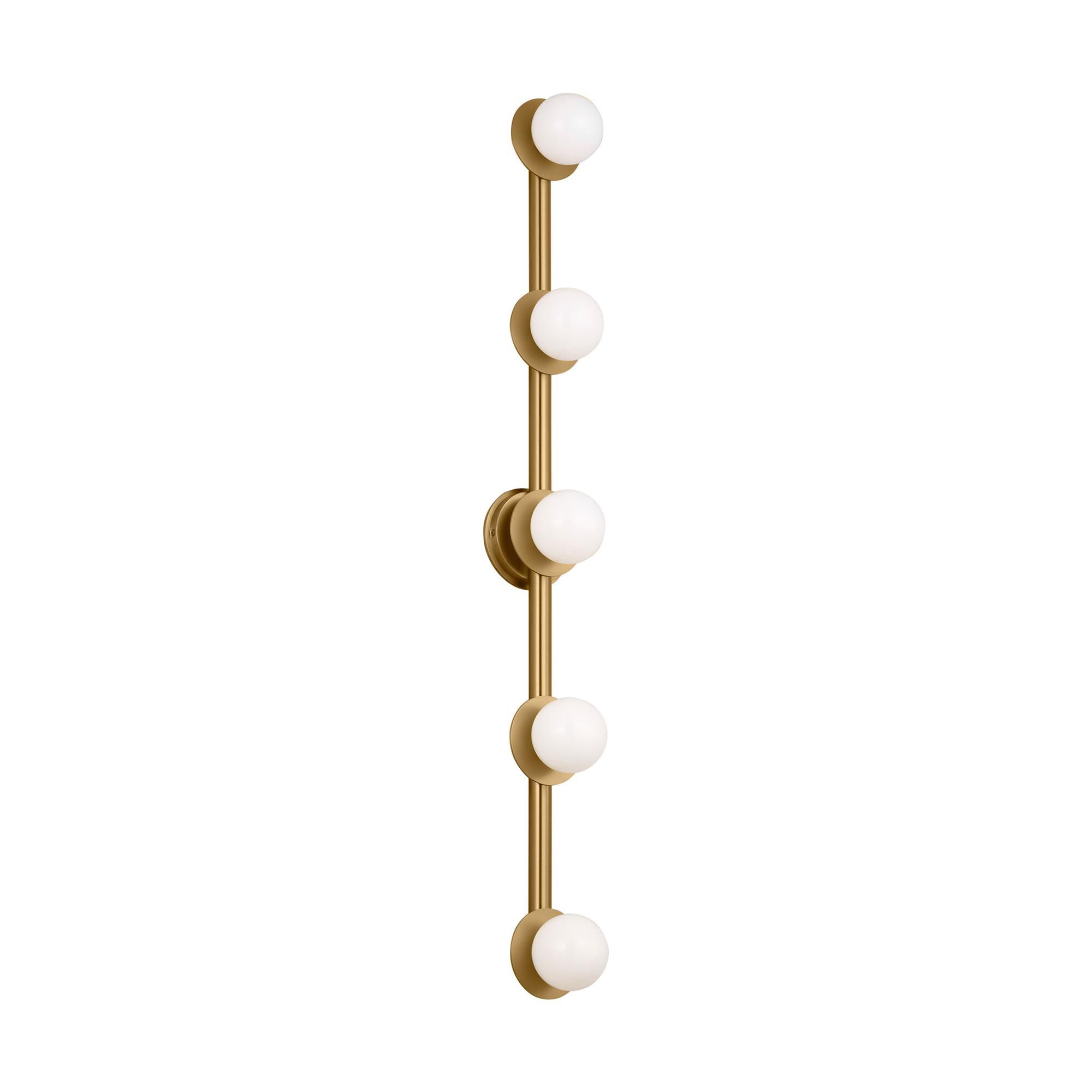 Shown in Burnished Brass finish and Milk glass