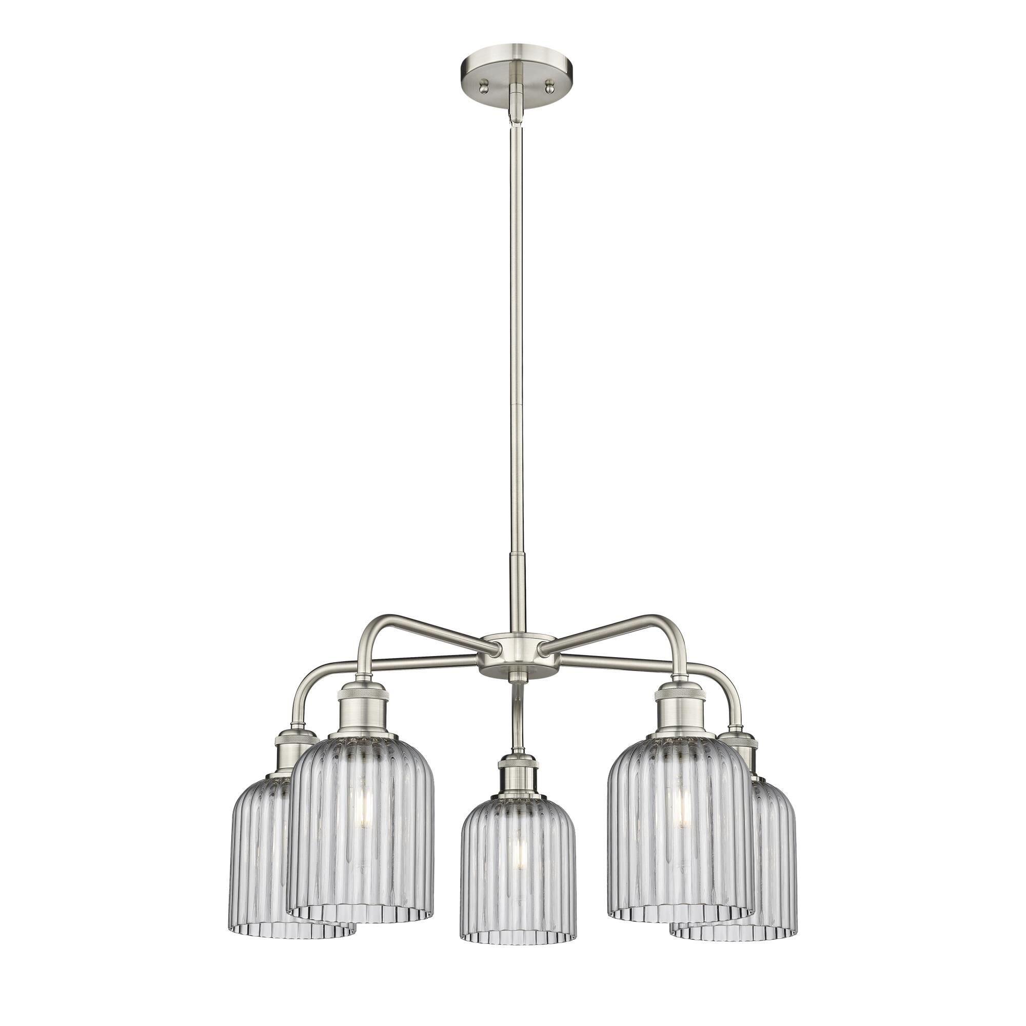 Shown in Satin Nickel finish and Light Smoke shade