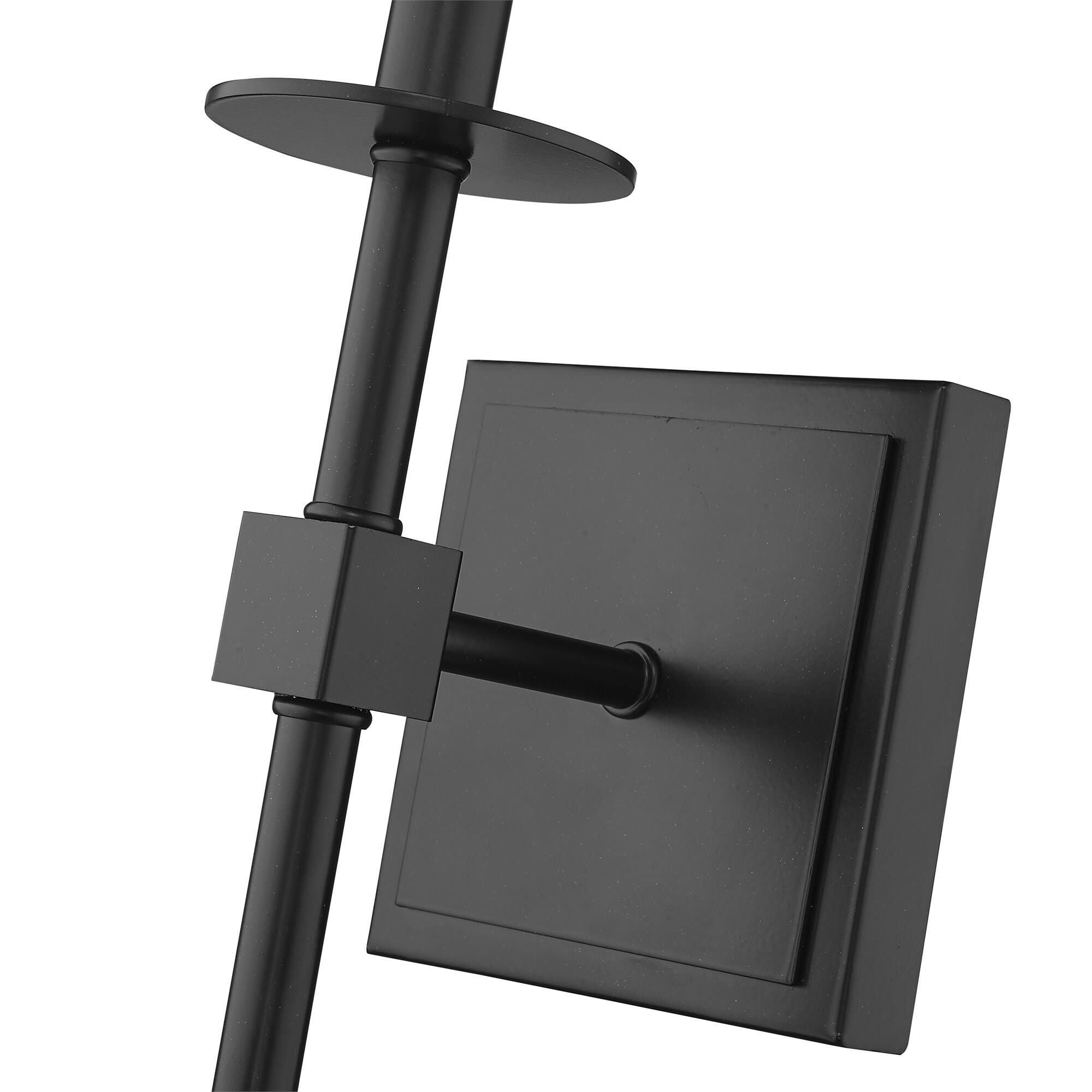 Shown in Matte Black finish and Fabric glass and Fabric shade