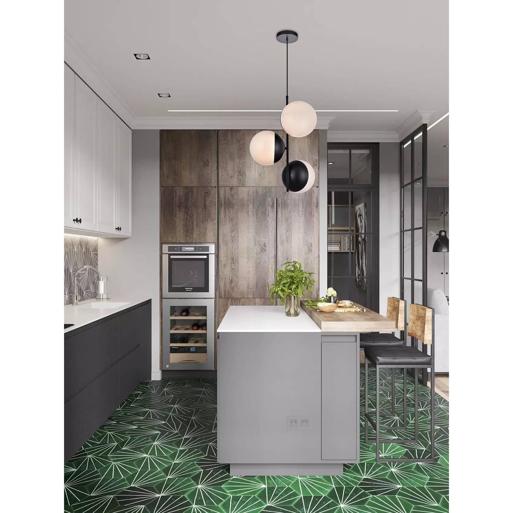 Shown in Black finish and Frosted White  glass