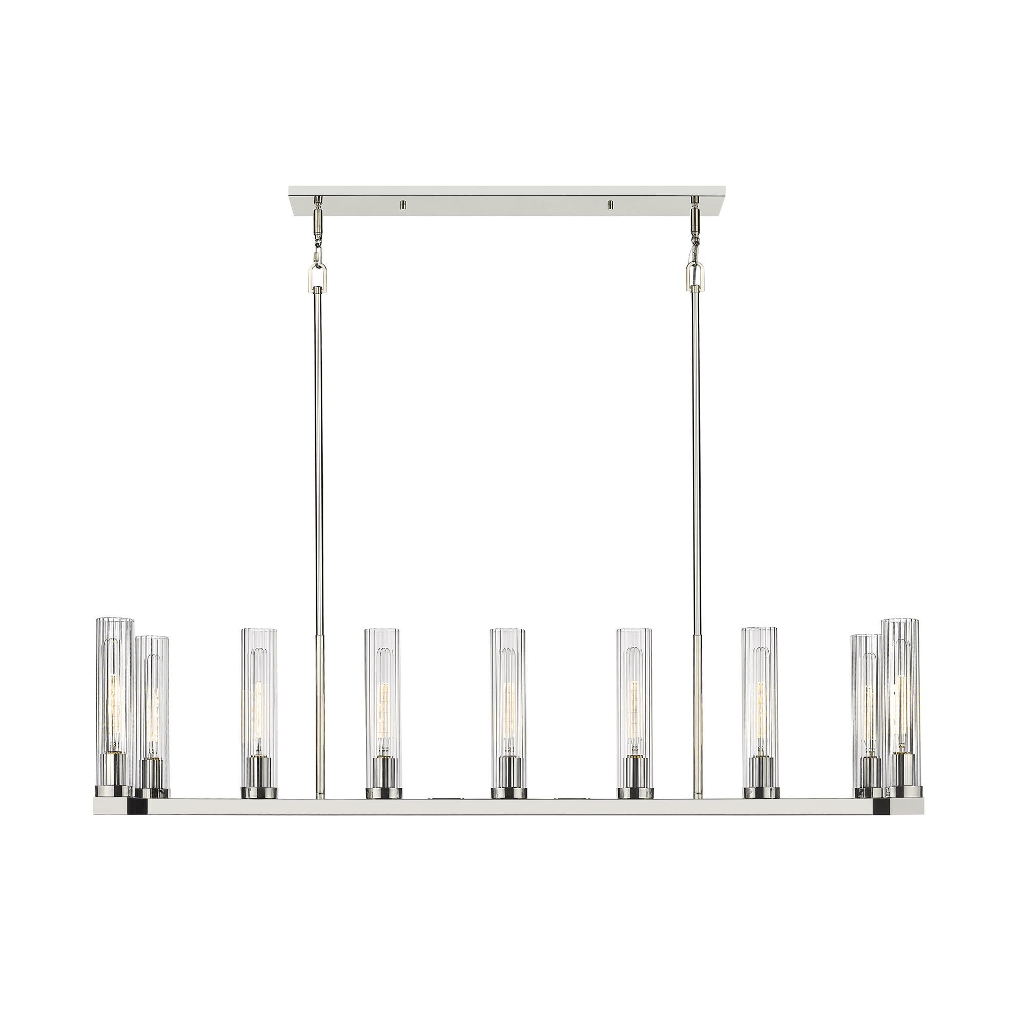 Shown in Polished Nickel finish and Glass shade