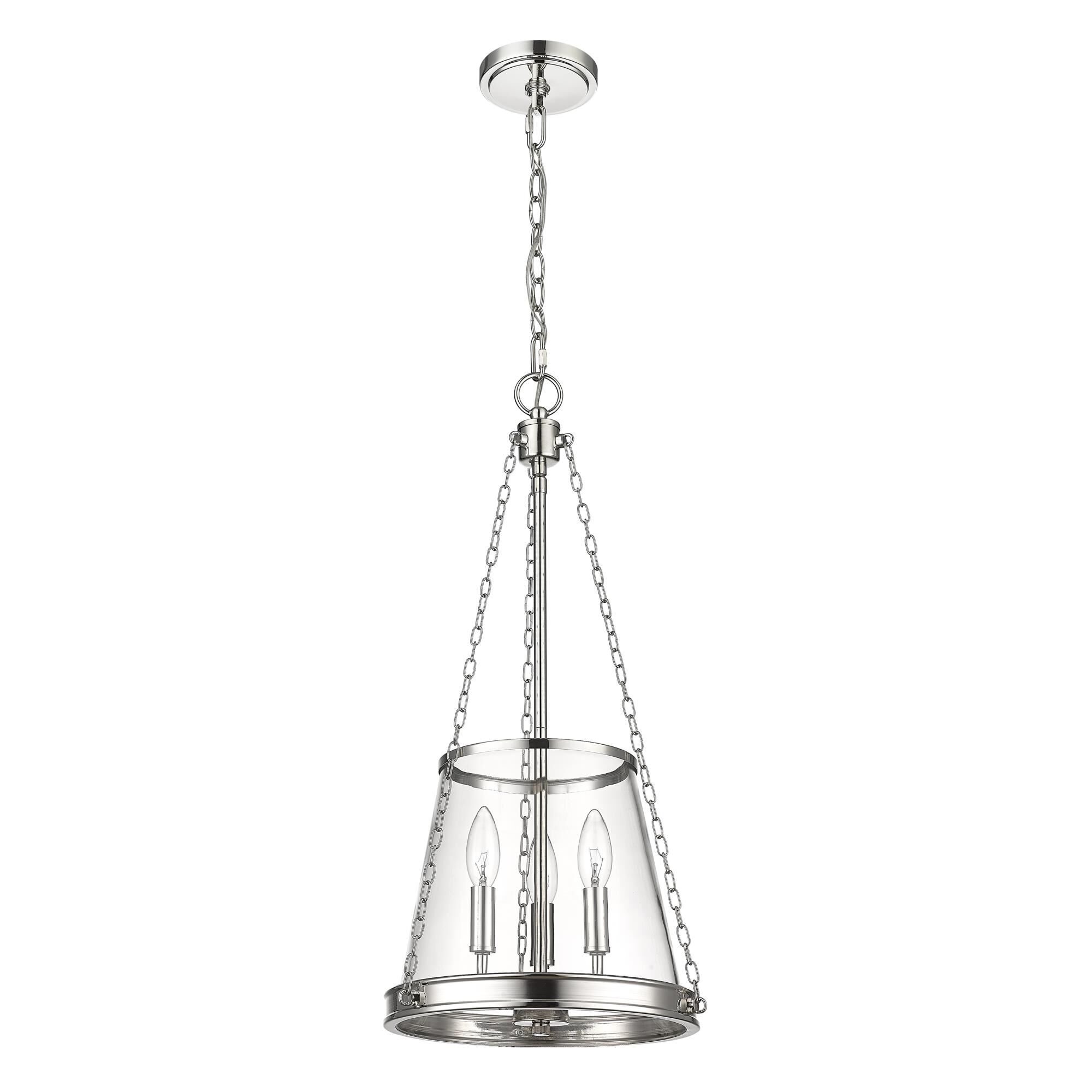 Shown in Polished Nickel finish and Clear glass