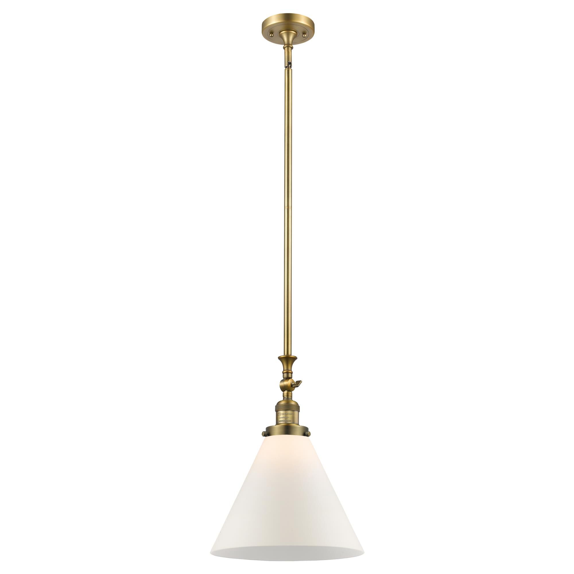 Shown in Brushed Brass finish and Frosted glass