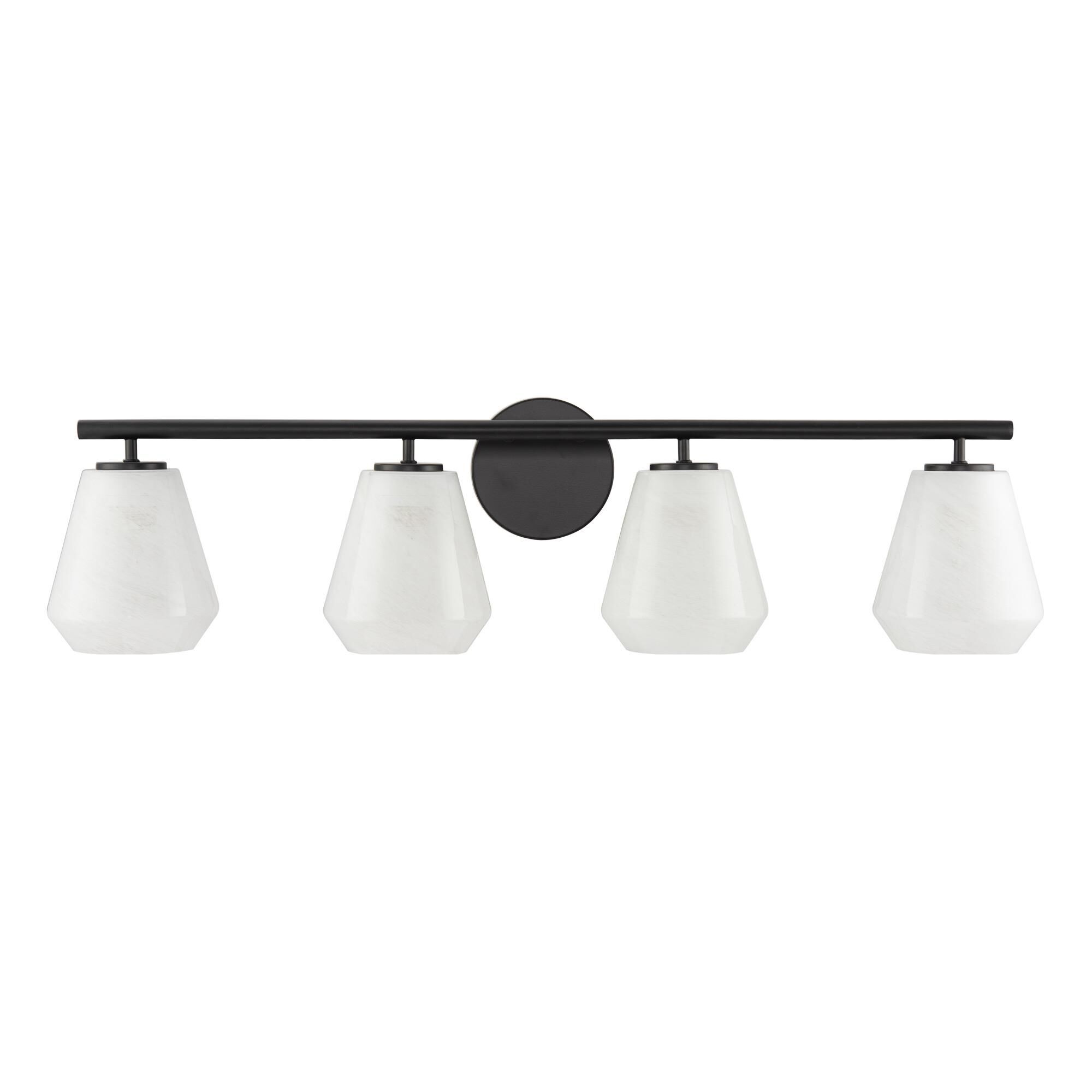 Shown in Black finish and Wispy White glass