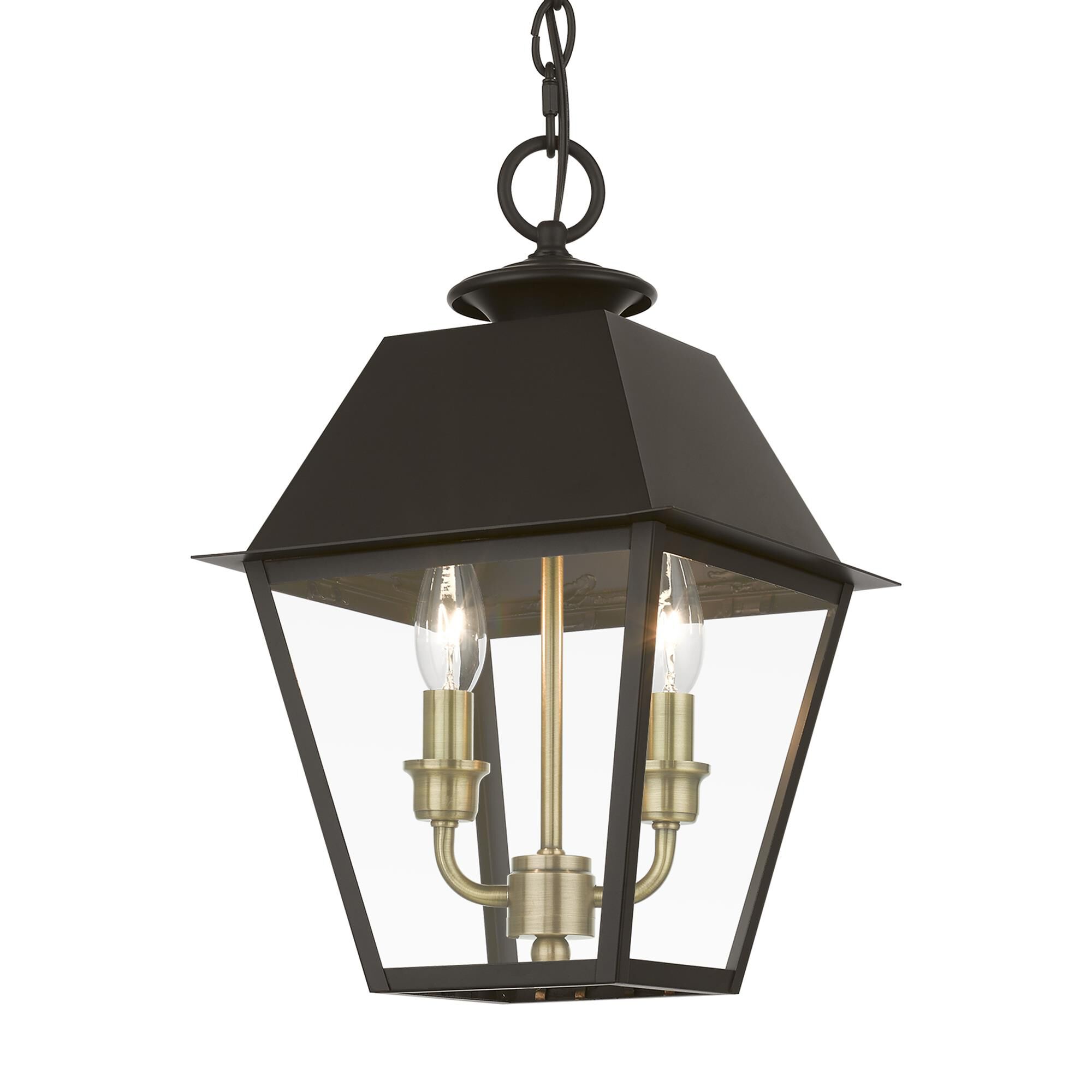 Shown in Bronze with Antique Brass Finish Cluster finish and Clear glass