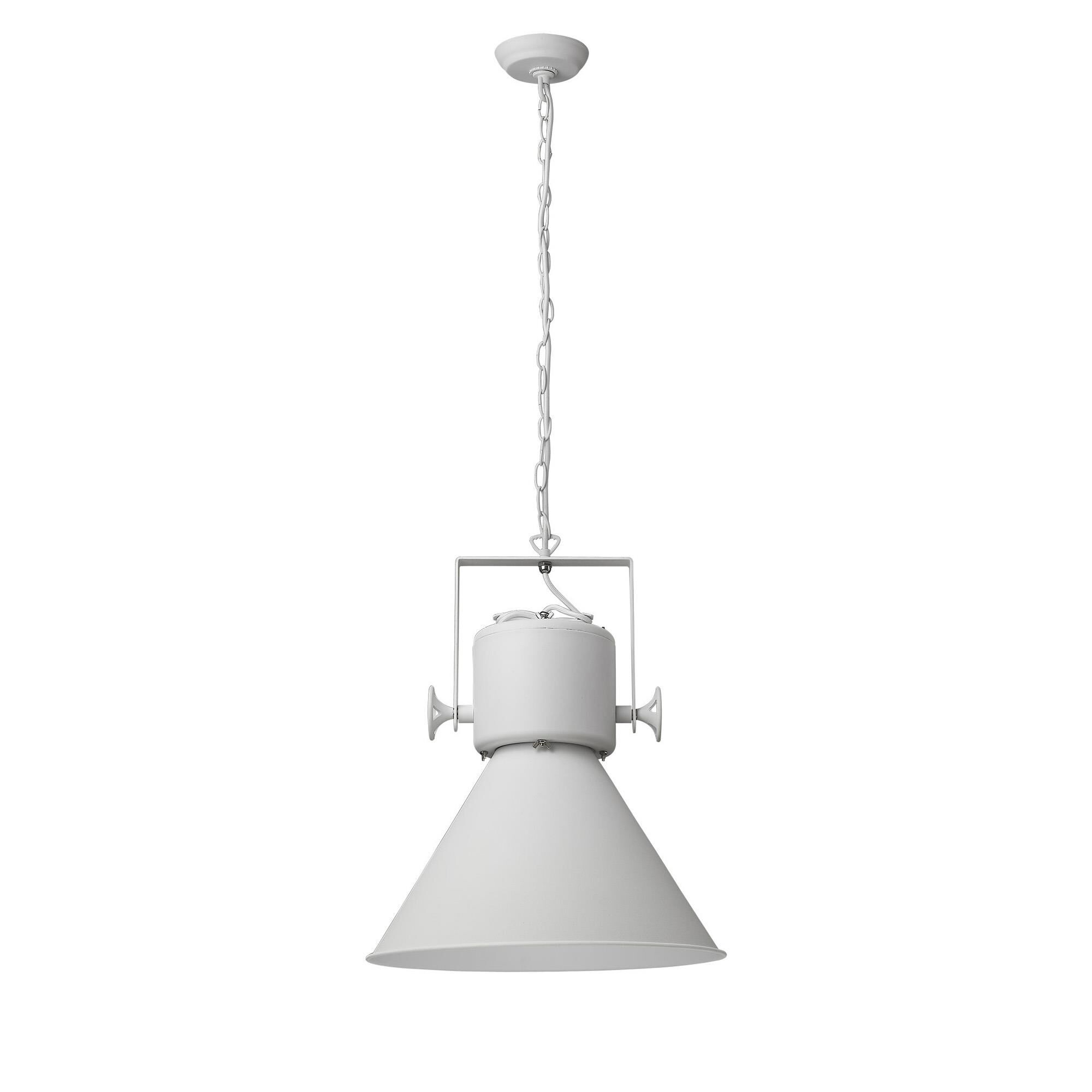 Shown in White finish and White glass and White Metal Cone Shaped  W/ White Interior shade