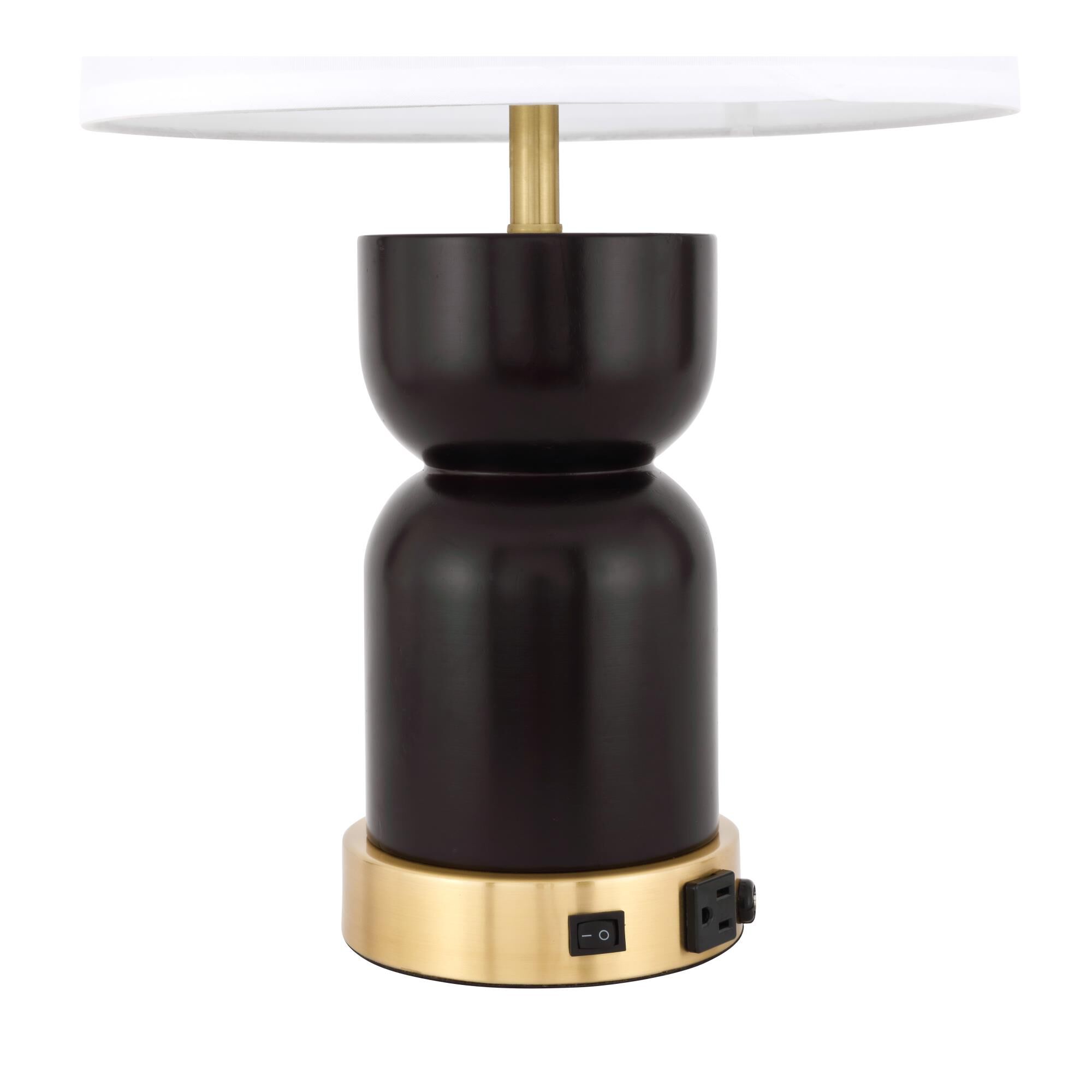 Shown in Brushed Brass And Dark Red finish and Fabric - Off White shade