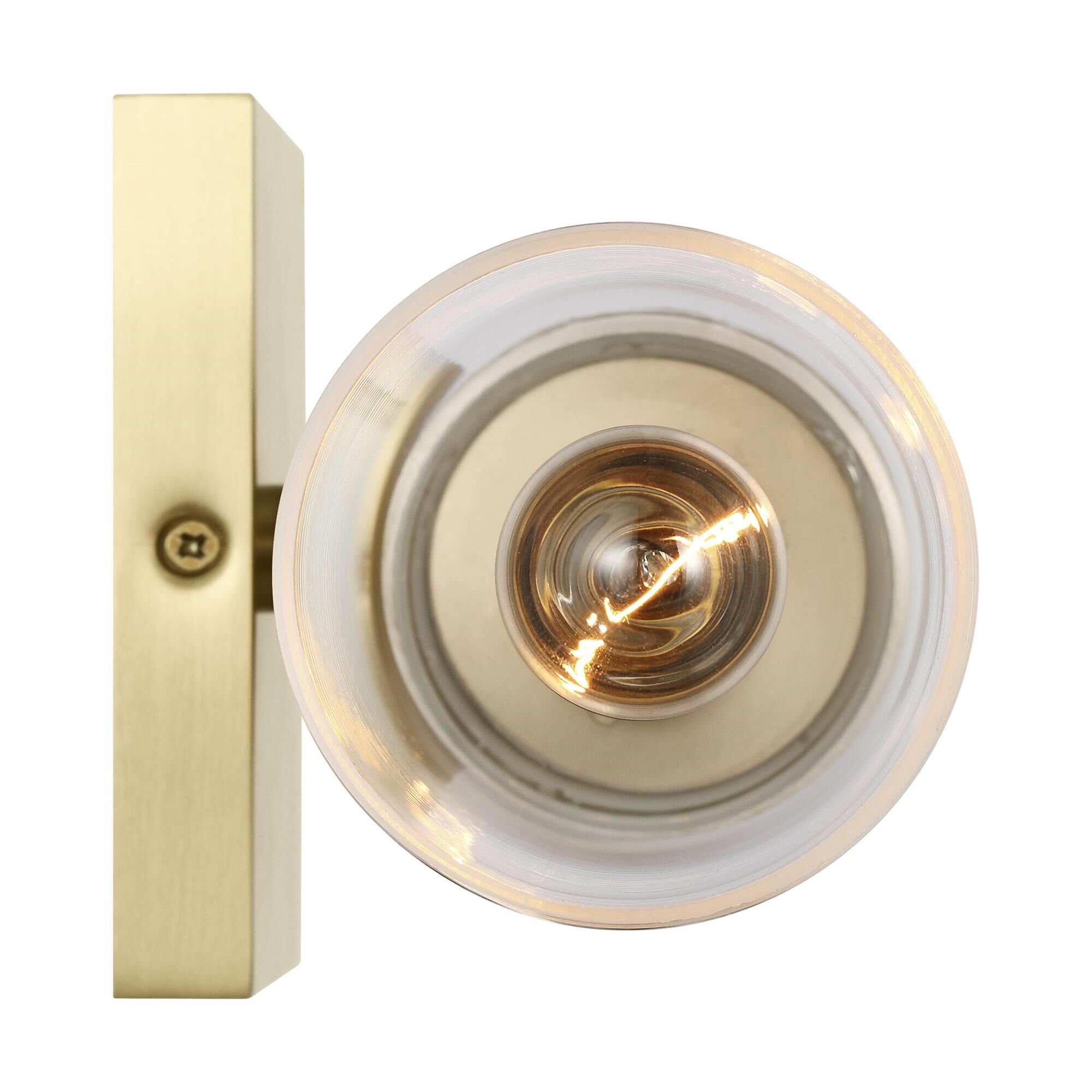 Shown in Satin Brass finish and Clear Ribbed glass