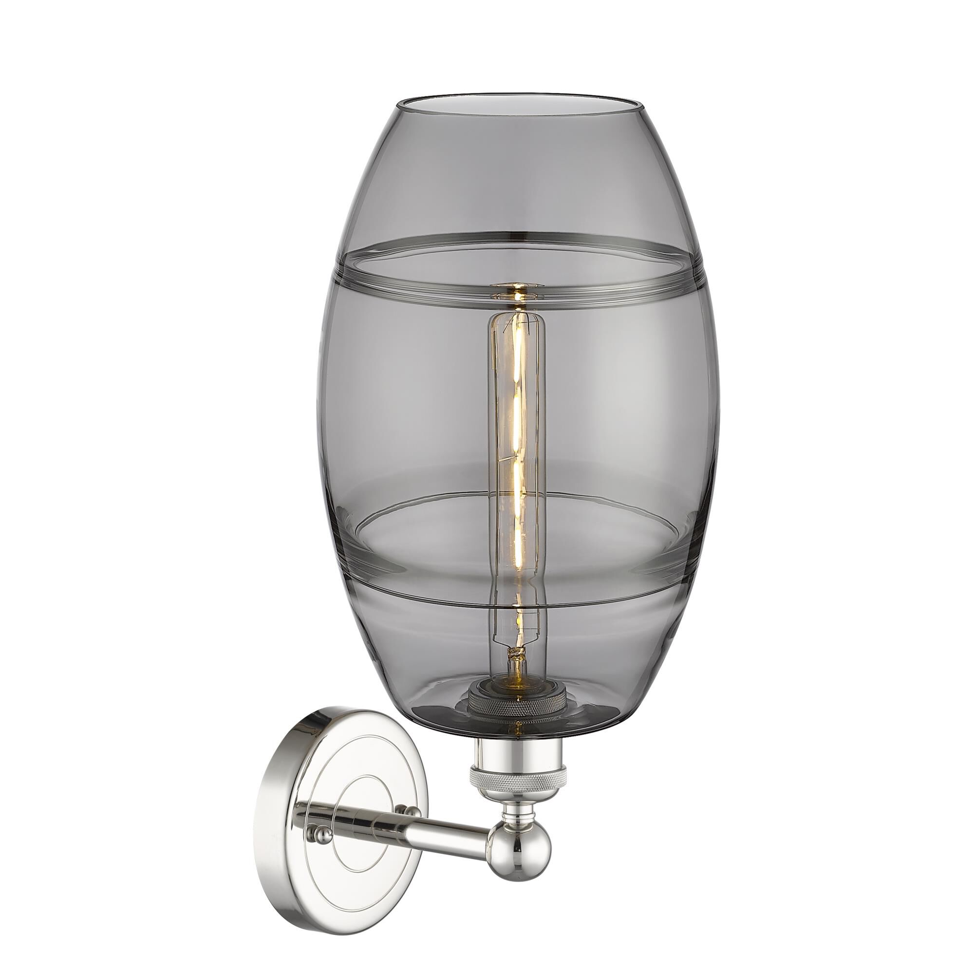 Shown in Polished Nickel finish and Light Smoke glass