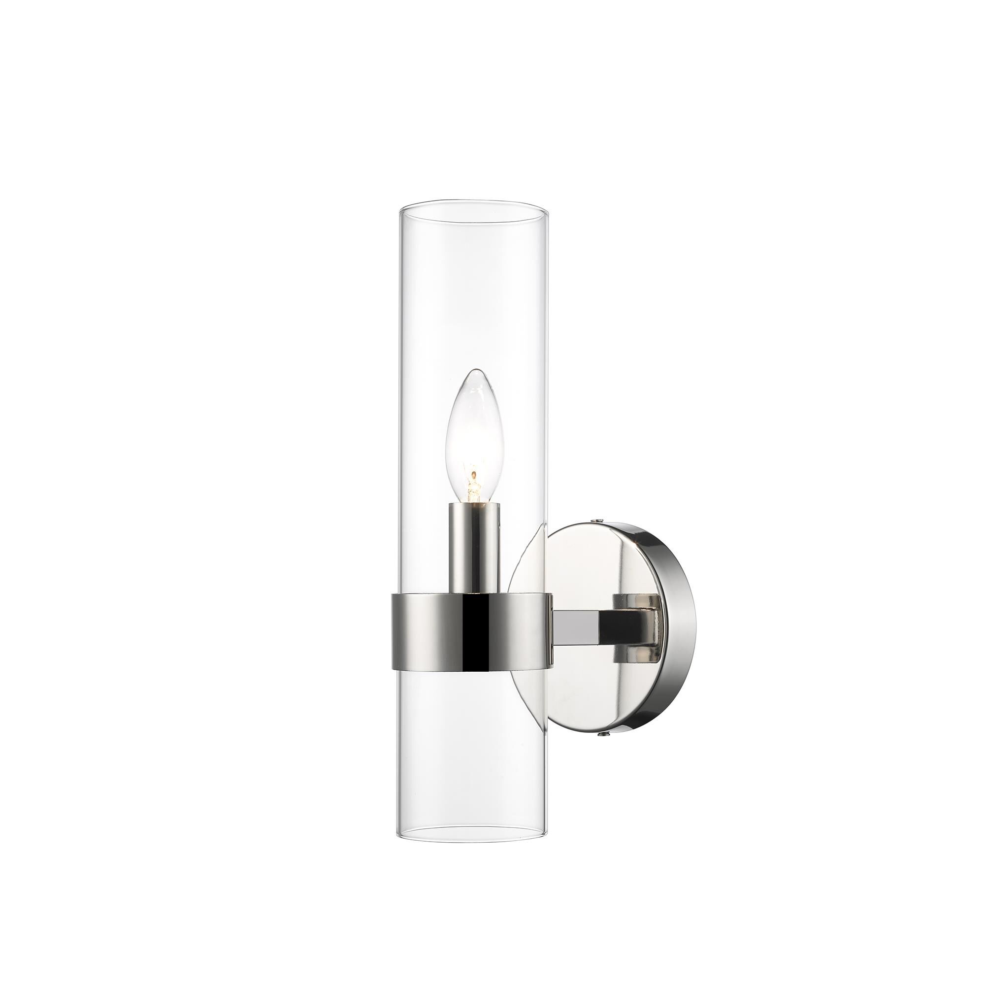 Shown in Polished Nickel finish and Glass shade