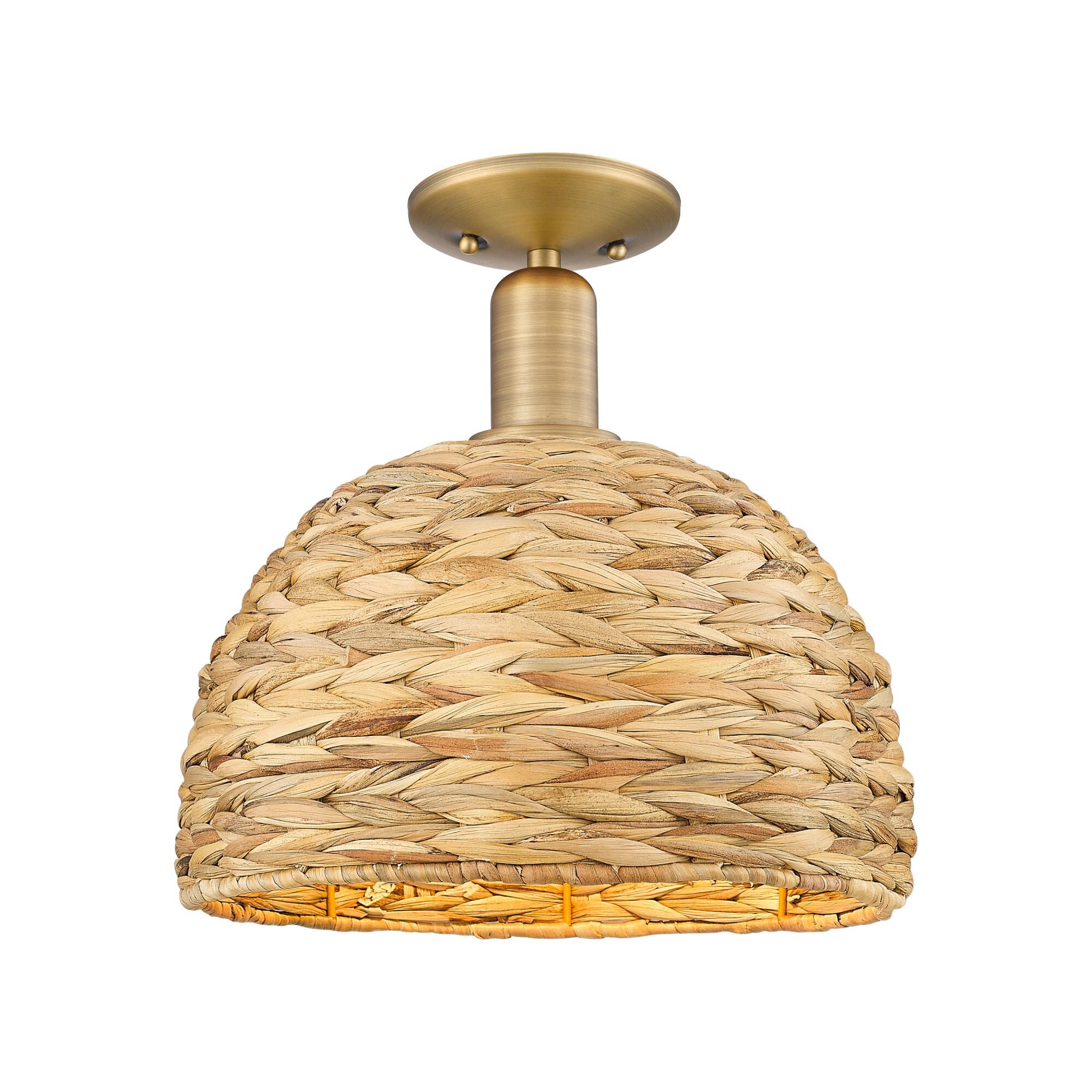 Bruno Marashlian Woven Rattan 12 Inch Semi Flush Mount by Innovations Lighting