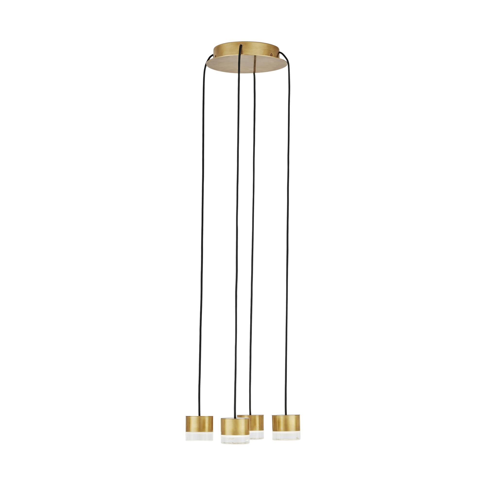 Shown in Natural Brass finish and Crystal glass