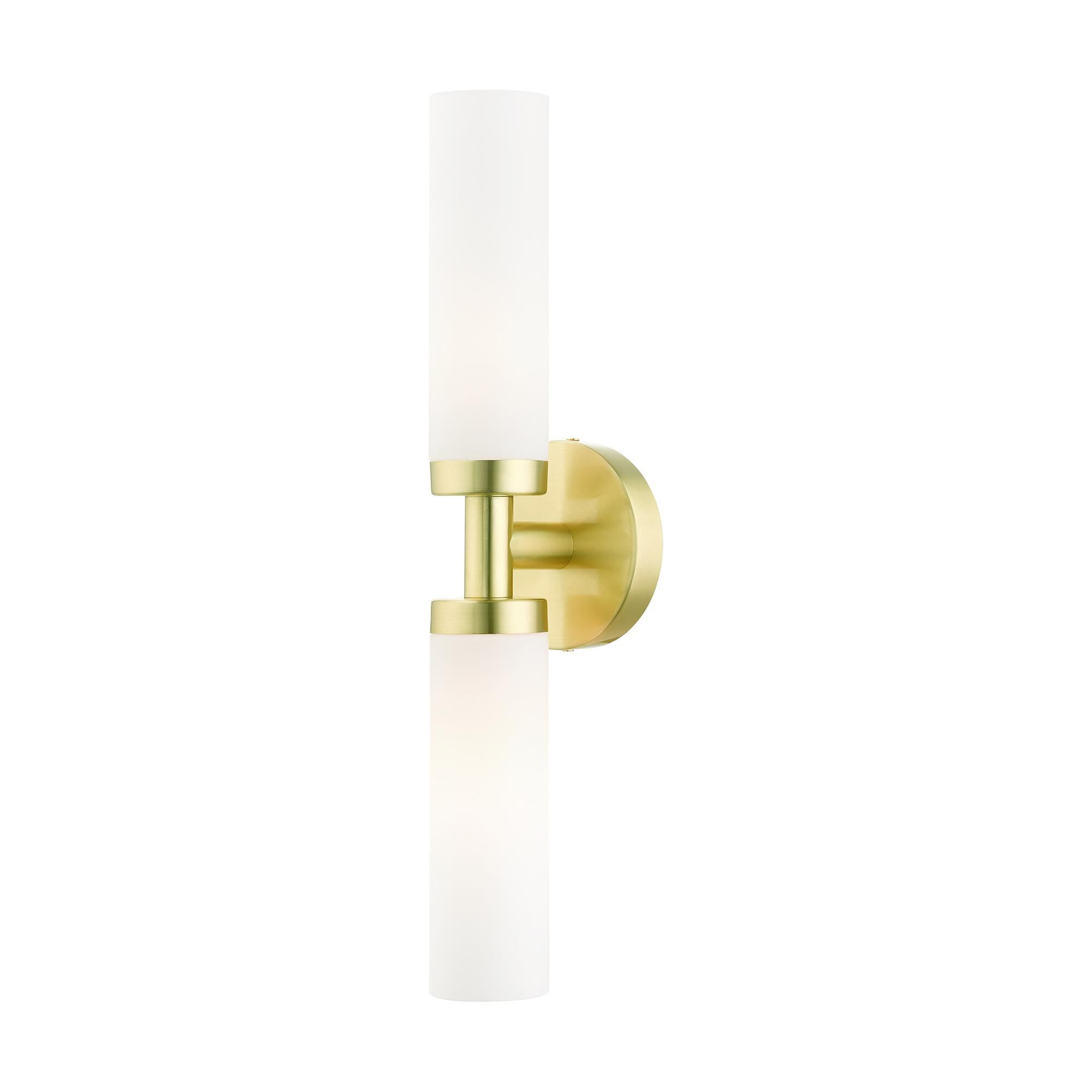 Shown in Satin Brass finish and Hand Blown Satin Opal White glass and Hand Blown Satin Opal White Glass shade