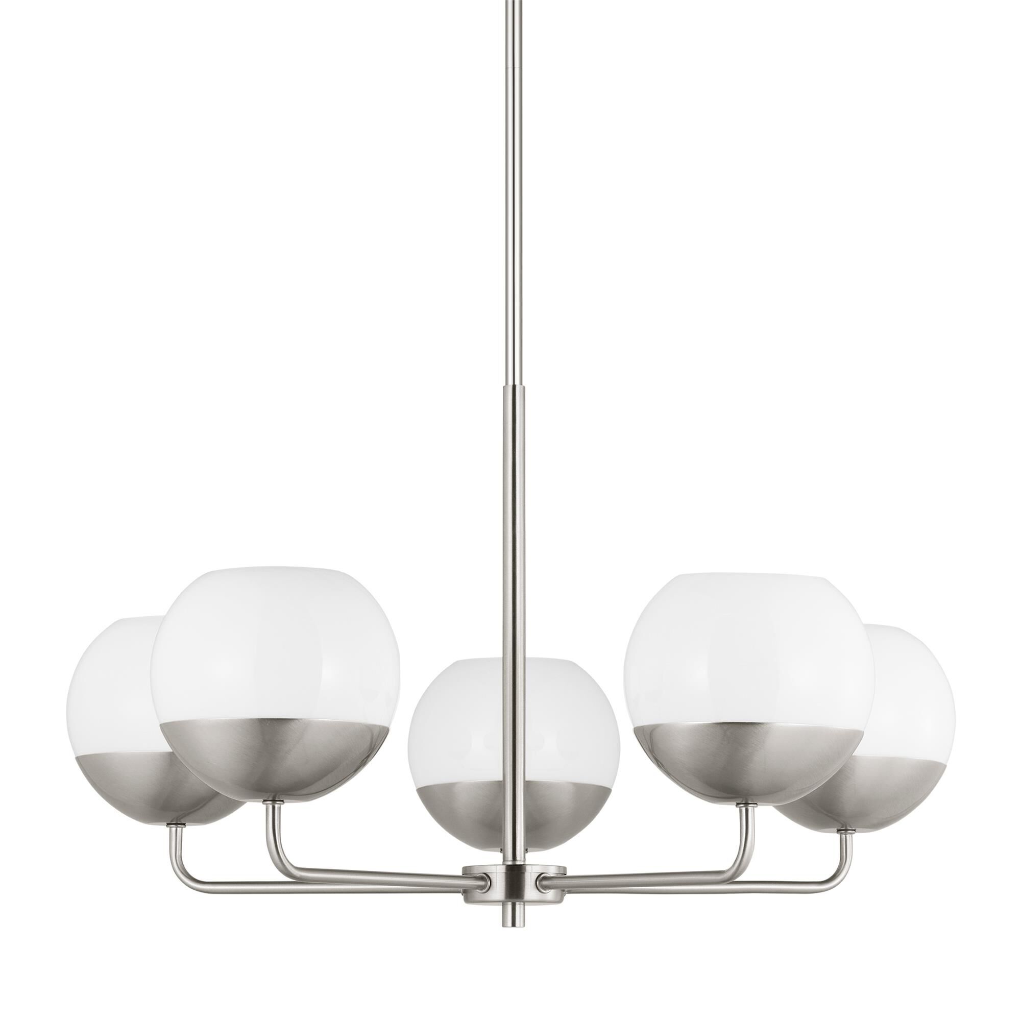 Shown in Brushed Nickel Silver finish and Milk glass and Milk Glass s shade