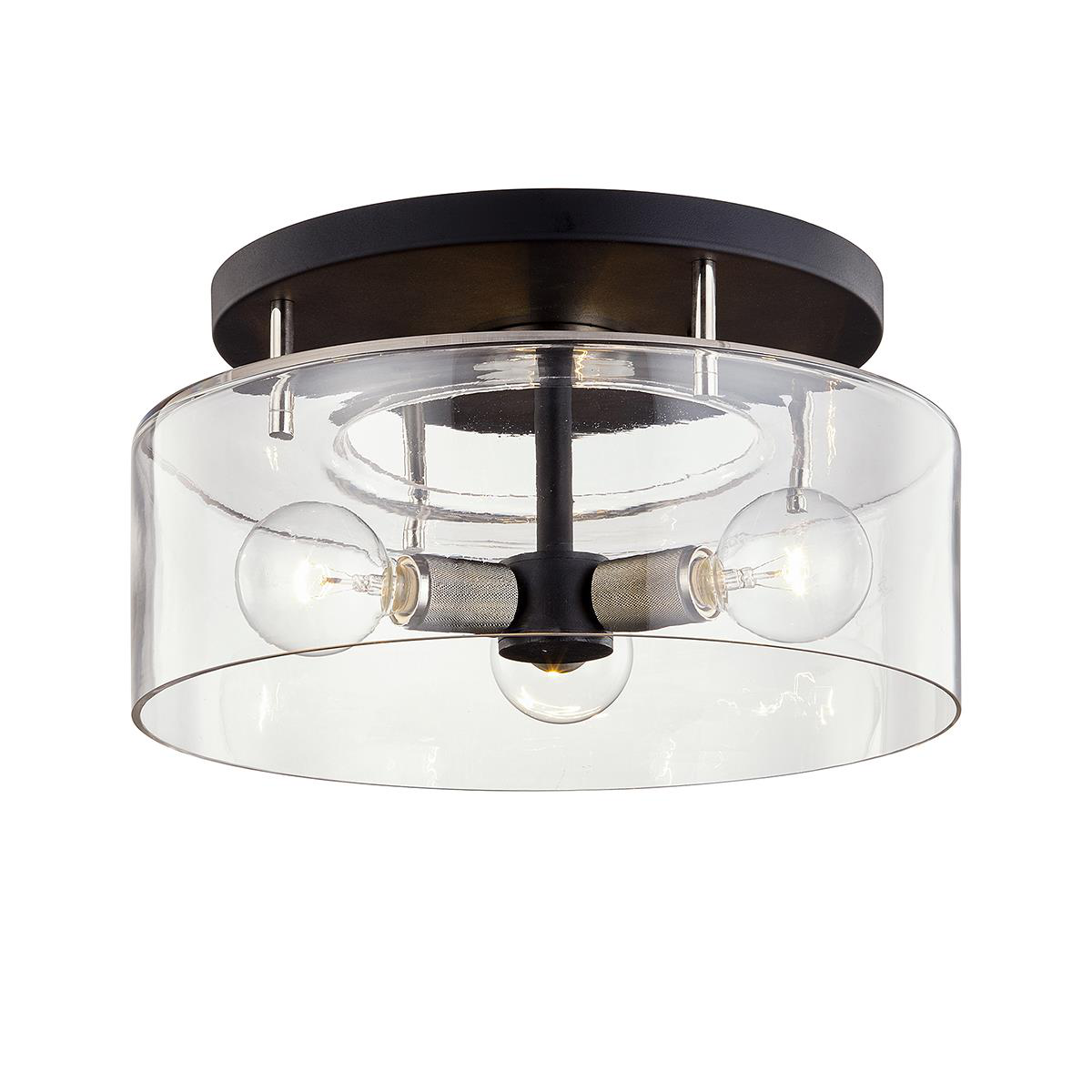 Shown in Carbide Black And Polish Nickel finish and Clear glass and Glass shade