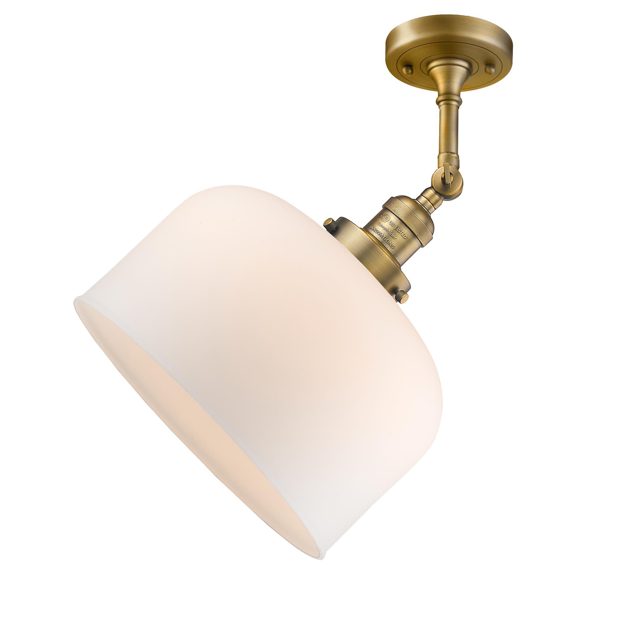 Shown in Brushed Brass finish and Matte White Cased glass